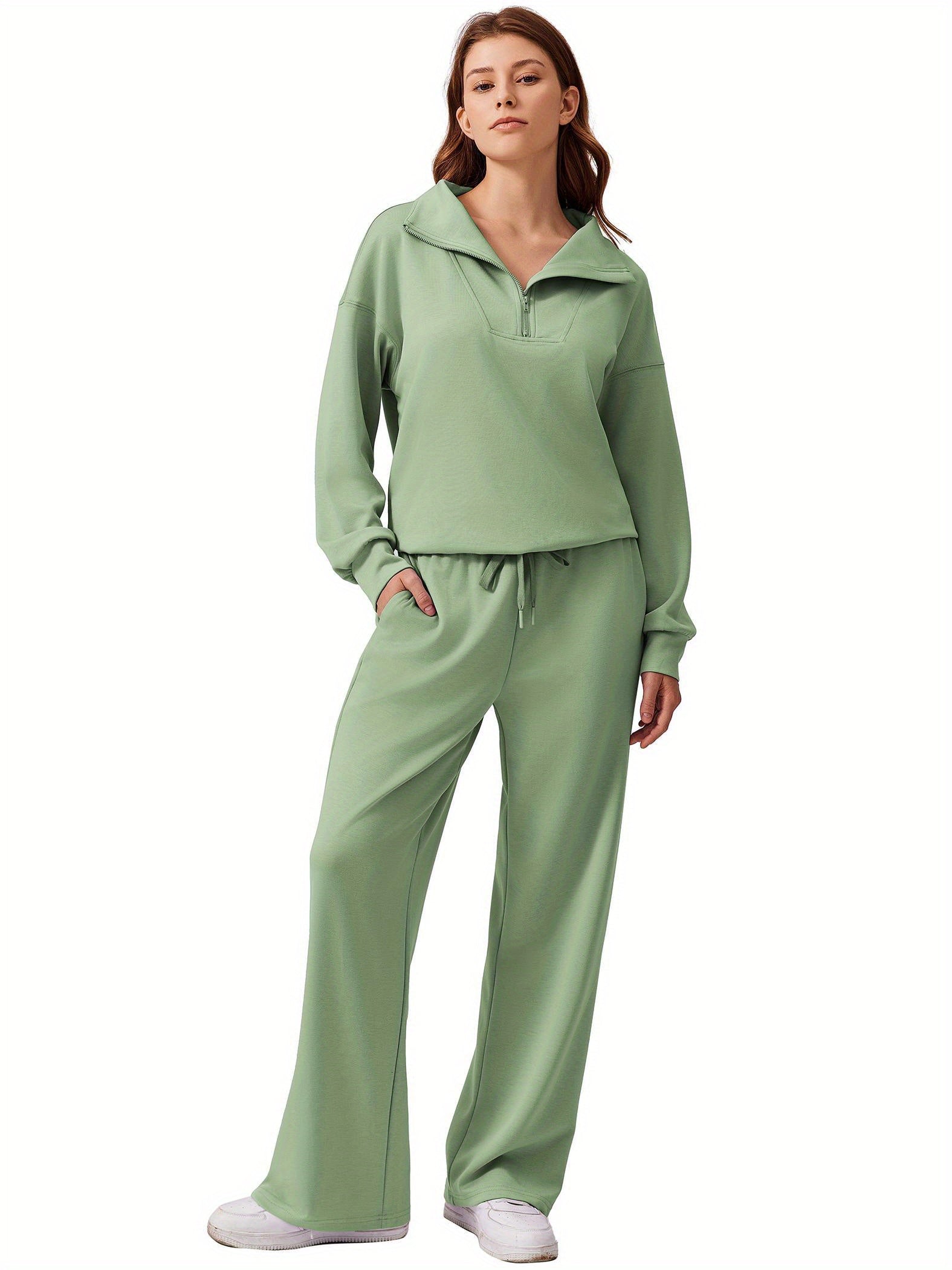 ELESOL 2pcs Sets for Women 2024 Fall Outfits Sweatsuit Oversized Sweatshirt Wide Leg Sweatpants Matching Set Tracksuit