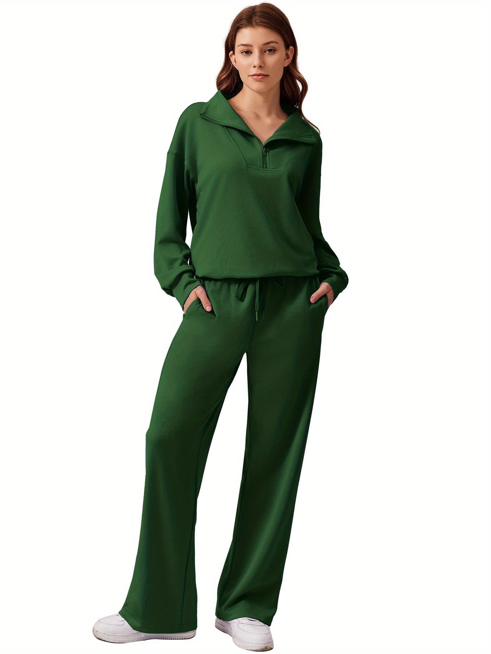 ELESOL 2pcs Sets for Women 2024 Fall Outfits Sweatsuit Oversized Sweatshirt Wide Leg Sweatpants Matching Set Tracksuit