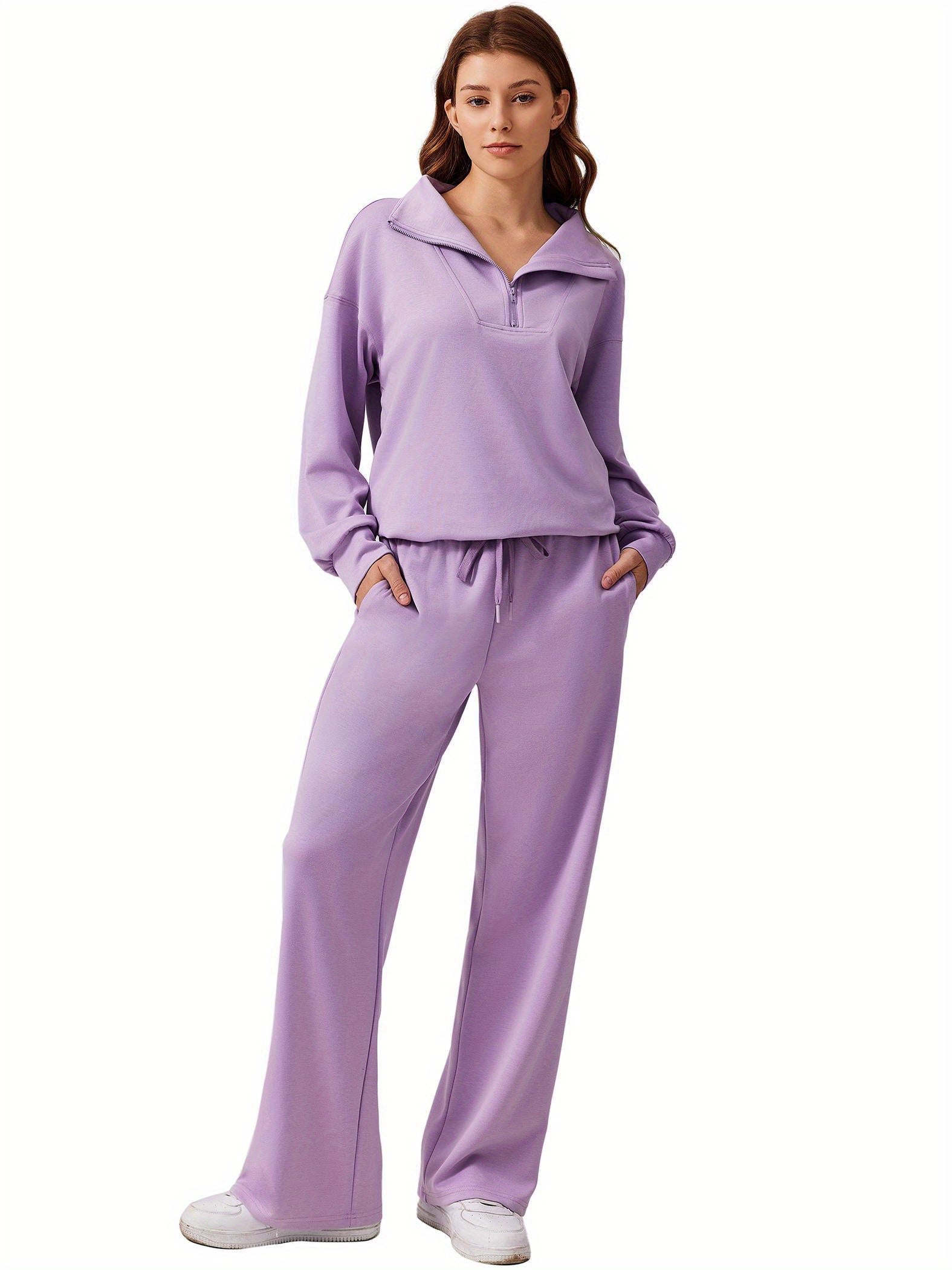 ELESOL 2pcs Sets for Women 2024 Fall Outfits Sweatsuit Oversized Sweatshirt Wide Leg Sweatpants Matching Set Tracksuit