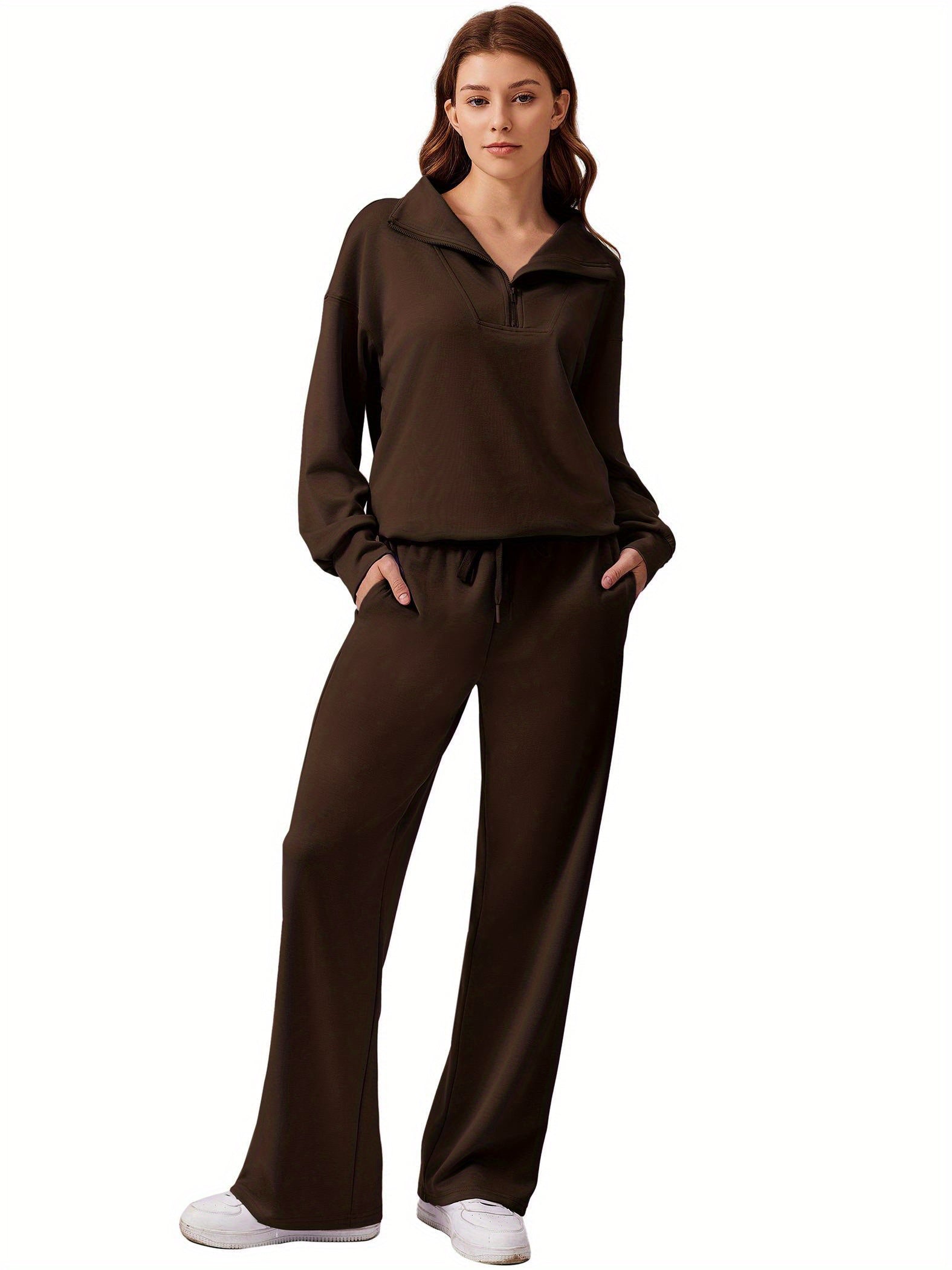 ELESOL 2pcs Sets for Women 2024 Fall Outfits Sweatsuit Oversized Sweatshirt Wide Leg Sweatpants Matching Set Tracksuit