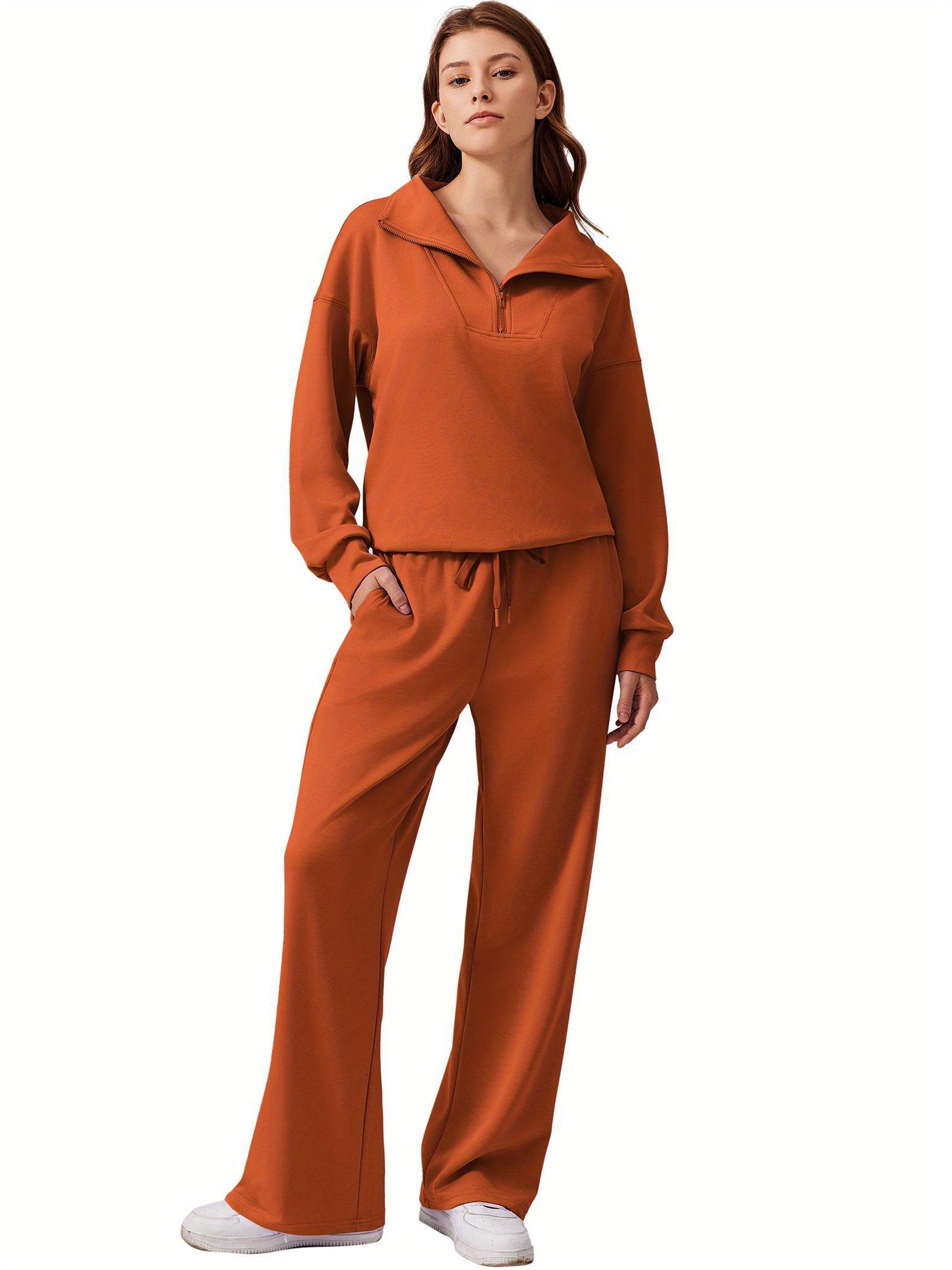 ELESOL 2pcs Sets for Women 2024 Fall Outfits Sweatsuit Oversized Sweatshirt Wide Leg Sweatpants Matching Set Tracksuit