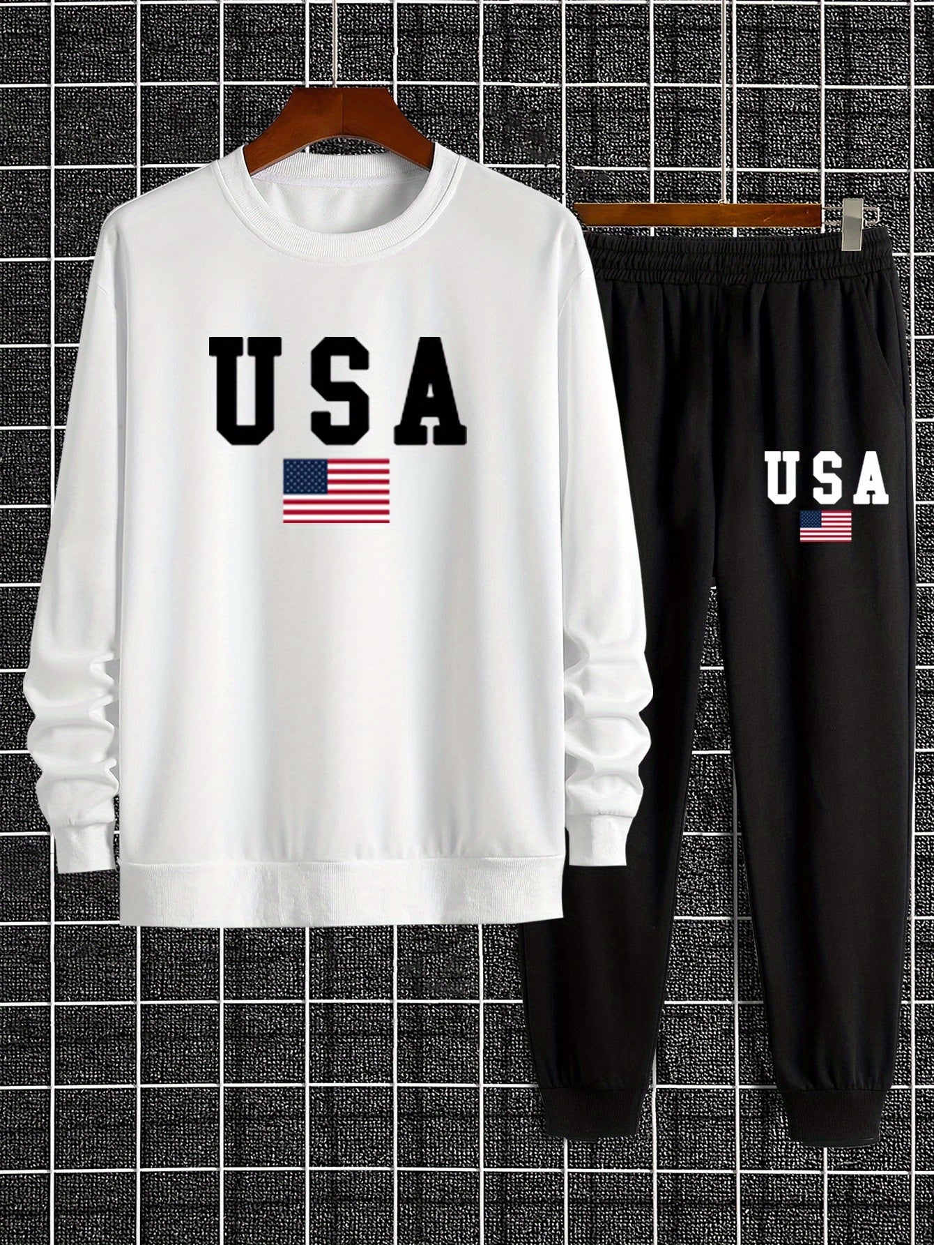 Trendy Autumn & Winter Outfits - Men's Casual Sweatshirt & Comfy Pants - USA Print