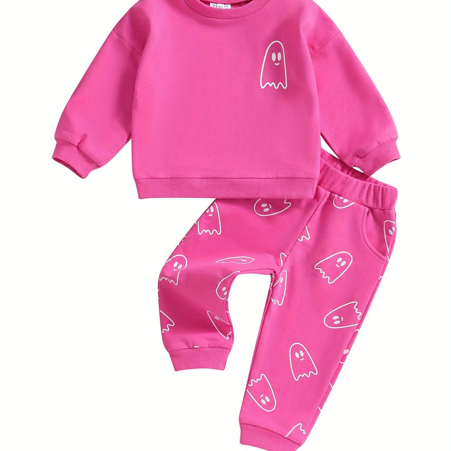 Toddler Girls Boys Fall Outfits Ghost Print Crew Neck Long Sleeve Sweatshirts and Long Pants 2Pcs Halloween Clothes Set