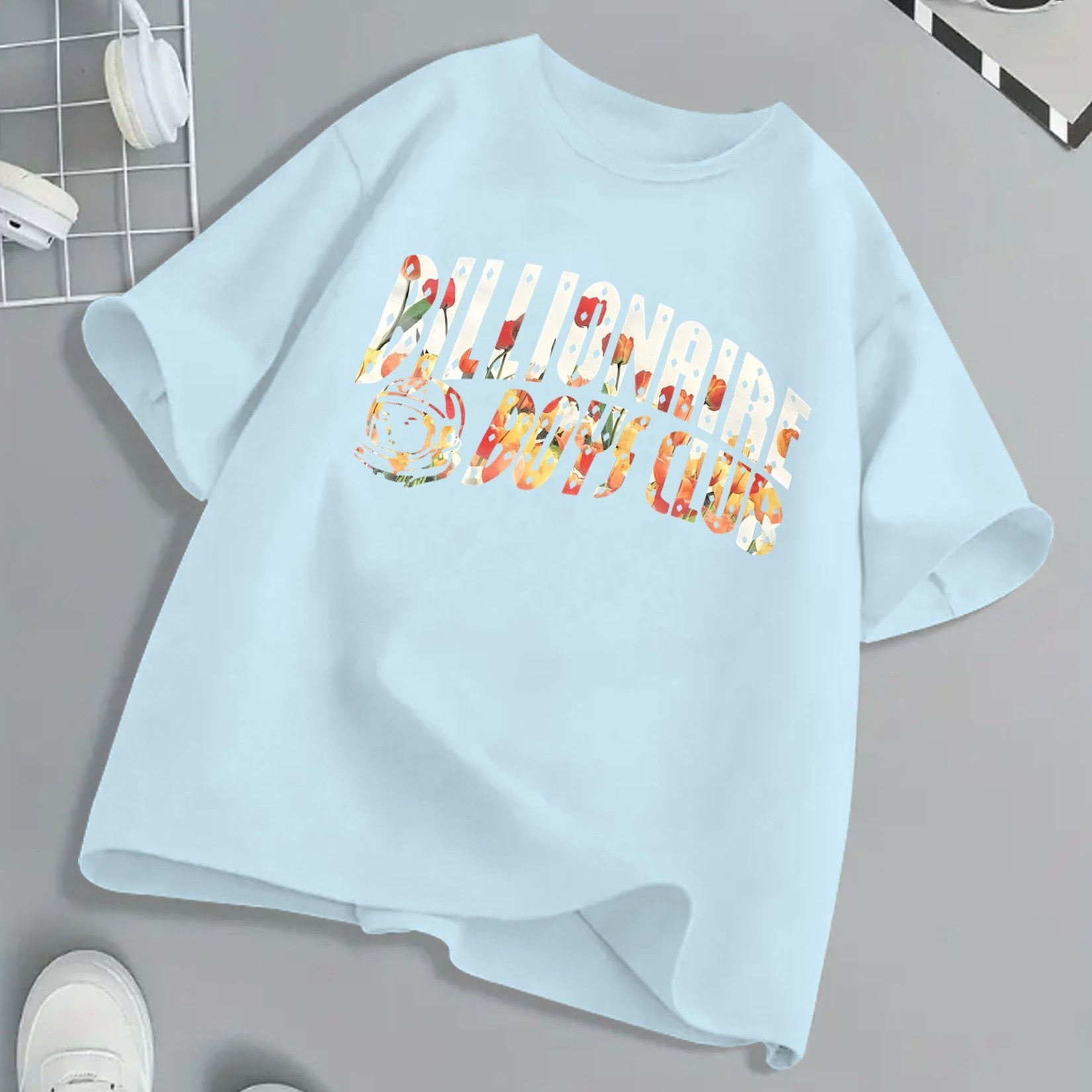 Billionaire Boys Club Floral Print T-Shirt - Bright Yellow, Kids' Summer Essential, 100% Cotton, Loose Fit, Casual Crew Neck, Short Sleeve, Machine Washable, Children's Playwear | Vibrant Kids Fashion | Breathable Fabric, Twe