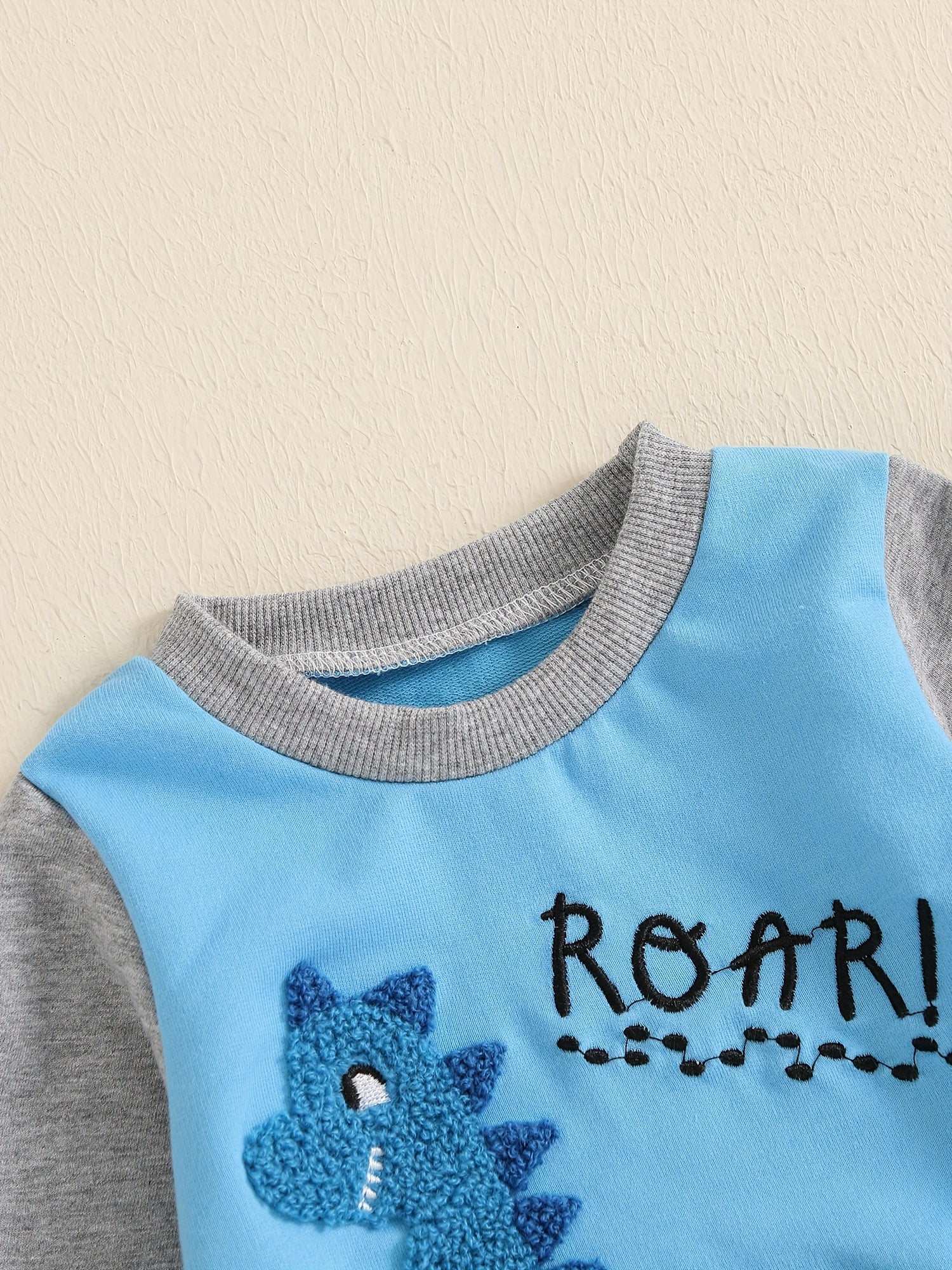 Toddler Boys Fall Outfits Dinosaur Letter Embroidery Long Sleeve Sweatshirts and Long Pants 2Pcs Clothes Set