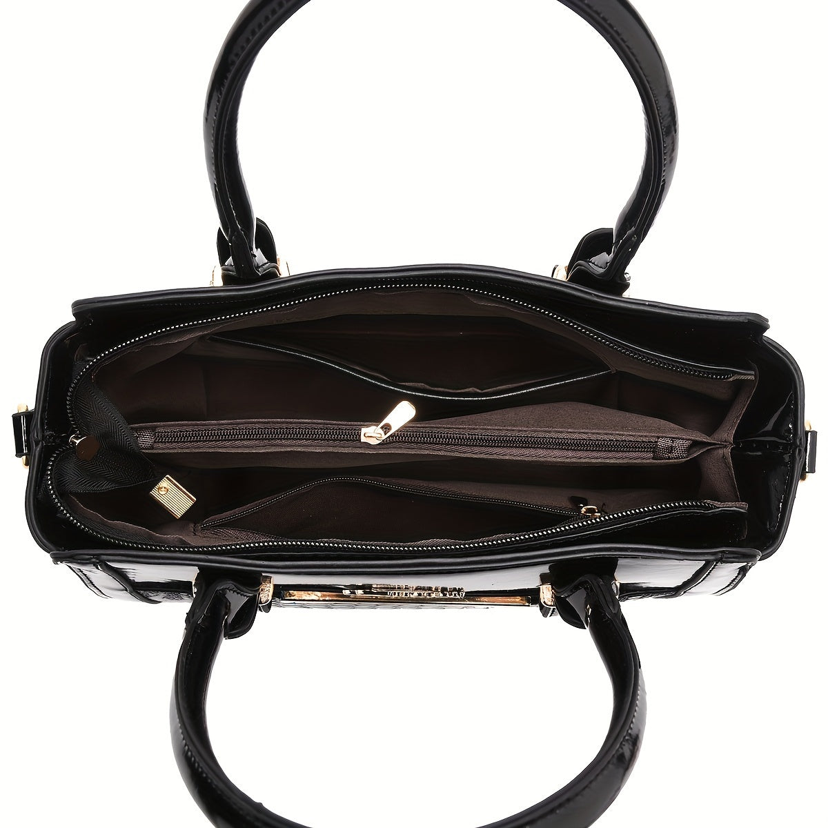 Vintage-Inspired Women'S Handbag Set with Crocodile Pattern - Large Capacity Tote and Crossbody Bags, Black, Golden Zipper Accents, Polyester Lined, Zippered Closure