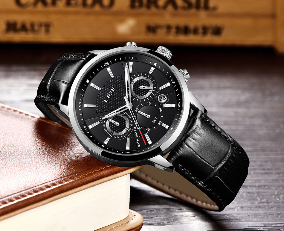 Watches Mens 2022 LIGE Top Brand Luxury Casual Leather Quartz Men's Watch Business Clock Male Sport Date Chronograph