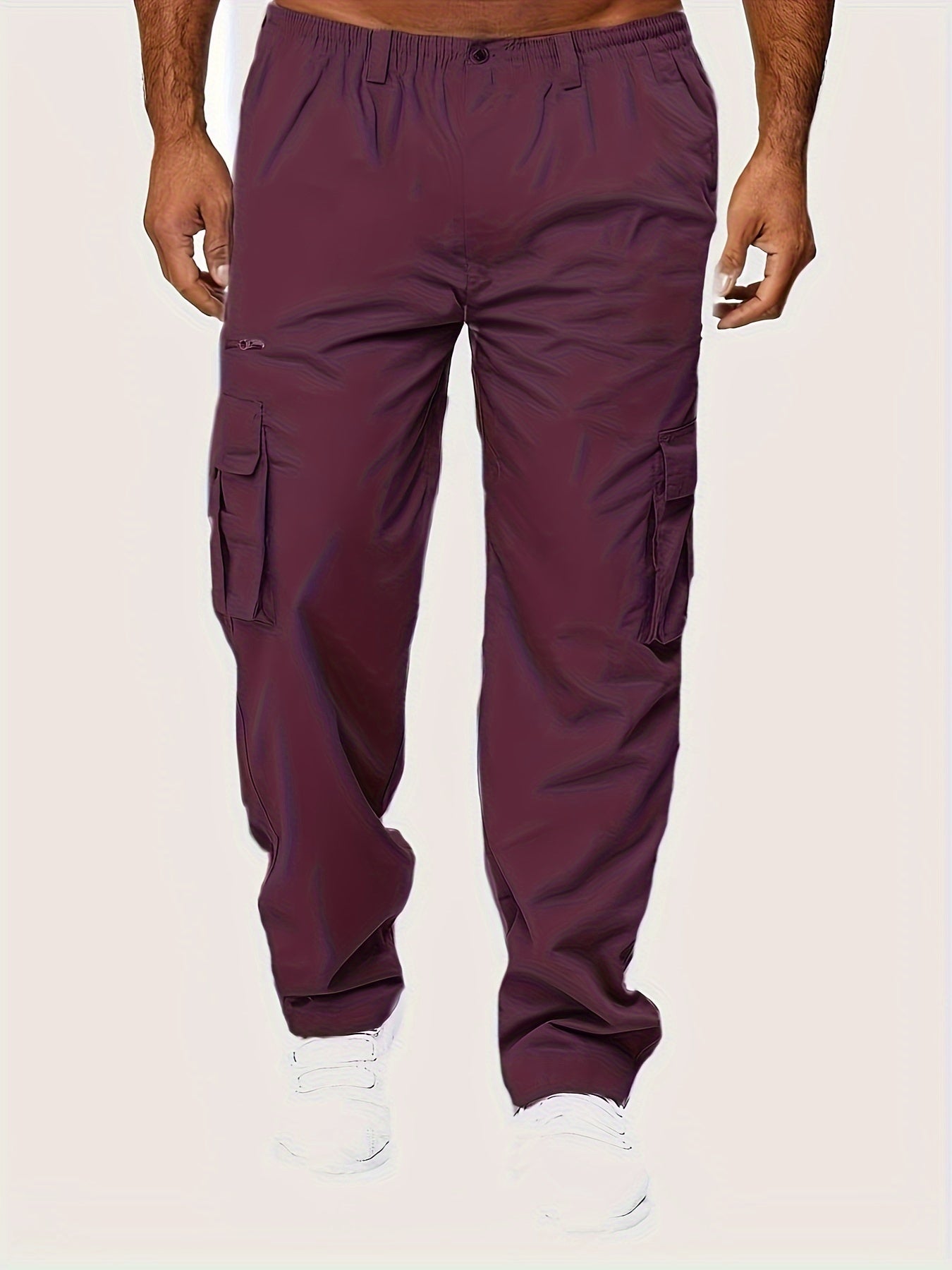 Mens Lightweight Cargo Jogger Pants - Fashionable & Flexible with Secure Flap Pockets - Comfortable Loose Fit for All-Season Casual Wear