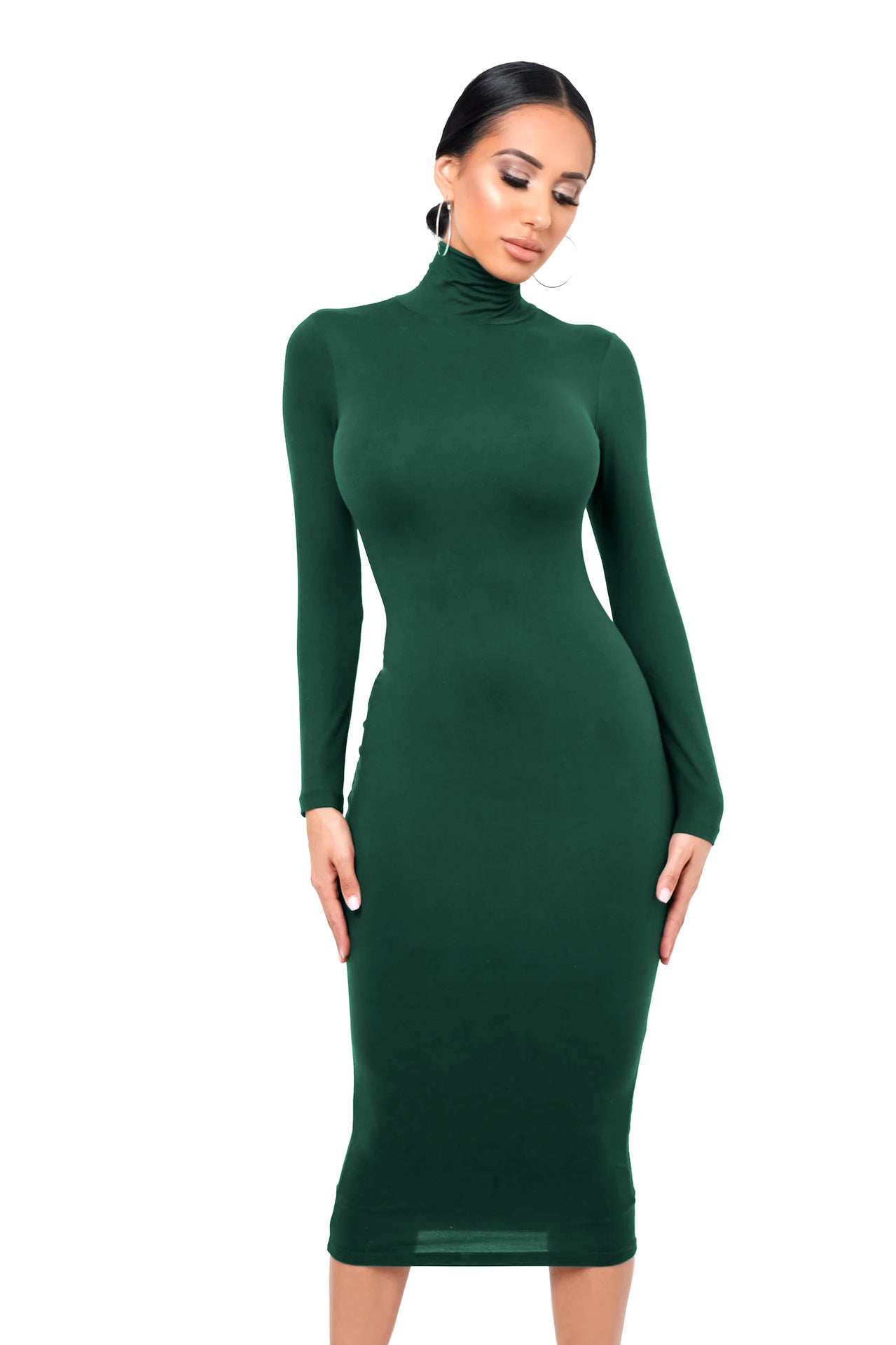 Autumn And Winter New Dress Sexy High Neck Dress Scratch Thickened Slim-Fit Hip Skirt