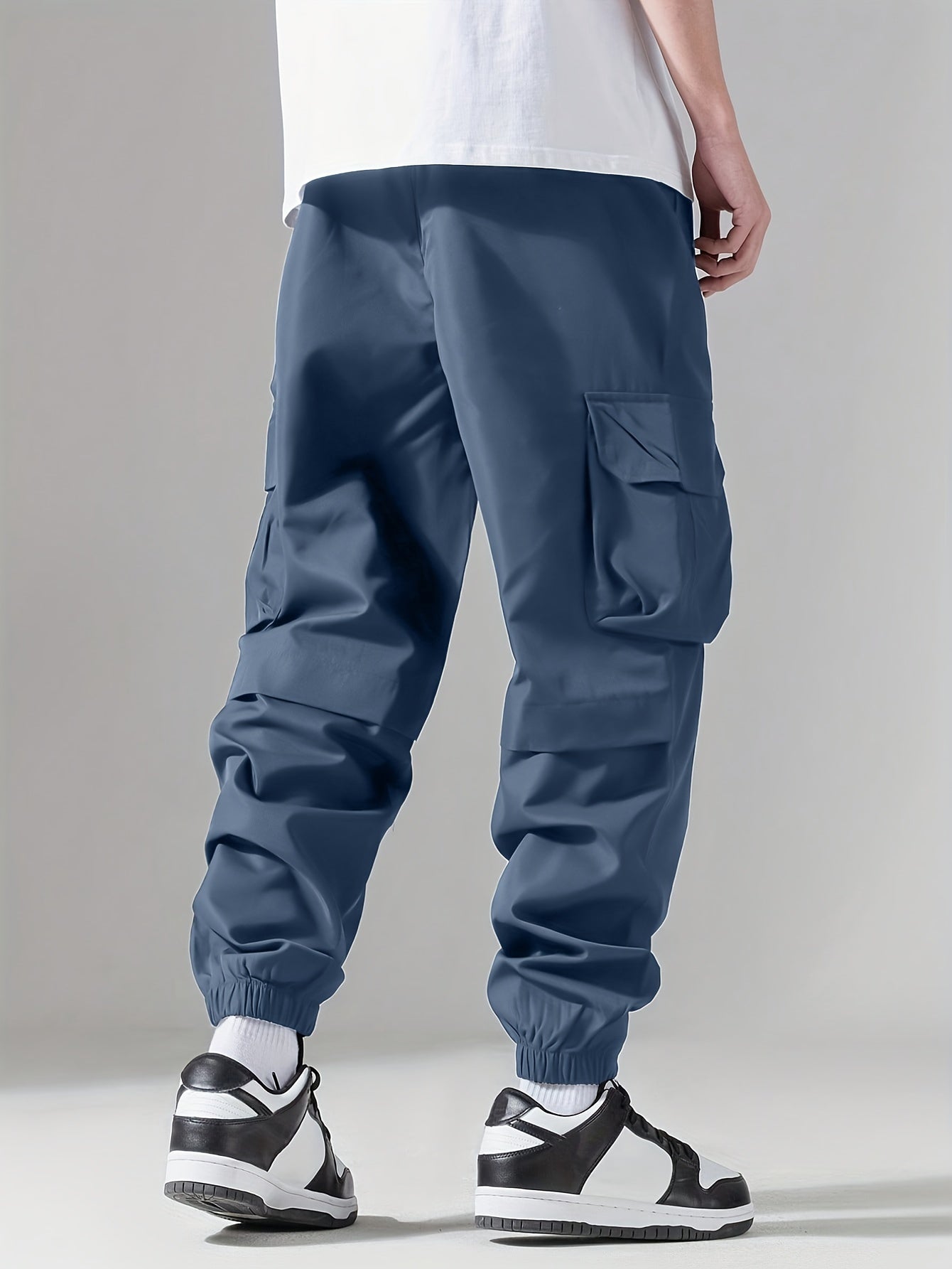 Mens Comfortable Loose Fit Cargo Joggers - Stylish Multi-pocket Drawstring Pants with Adjustable Waist - Perfect for Spring, Fall Outdoor Adventures