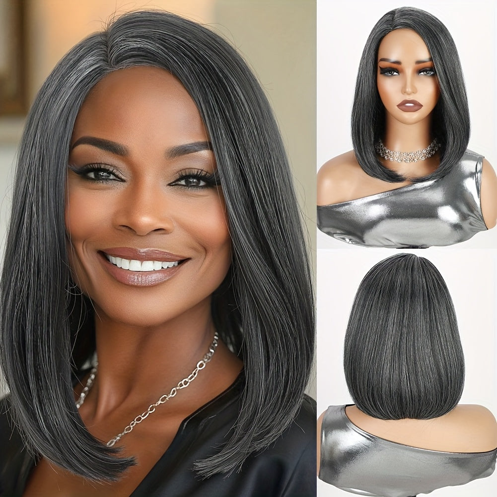 [Heat Resistant Synthetic Wig] Heat Resistant Synthetic Wig | Black to Red Ombre Bob Cut with Side Part, Natural Look Synthetic Hair for Women, Everyday & Party Hairstyle, Easy Maintenance & Damage-Free Styling, Short Hair Wi