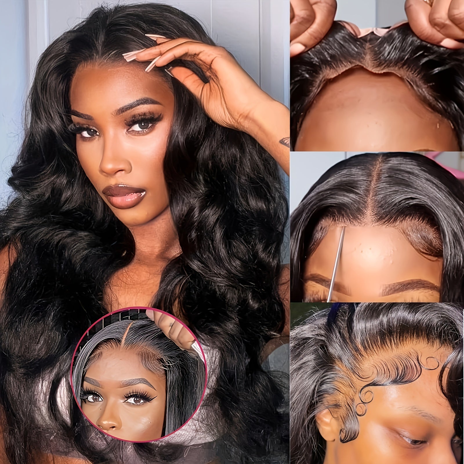 Glueless Wigs Human Hair Body Wave 13x4 Lace Front Wigs No Glue Pre Cut Pre Plucked HD Lace Frontal Wigs For Beginners Brazilian Human Hair Wig Upgrade Glueless Wigs For Women 180% Density
