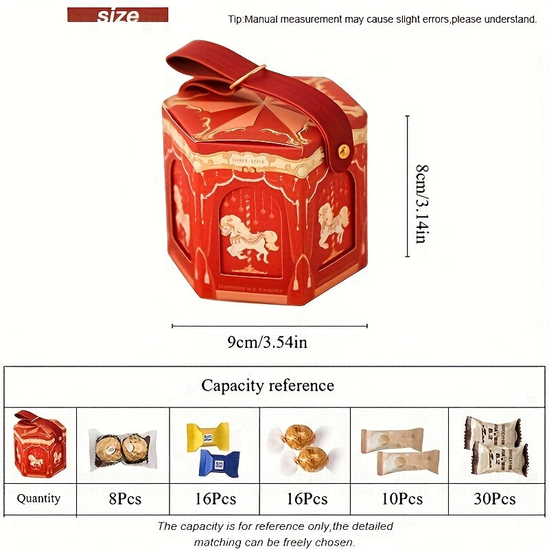 10pcs, Carousel Candy Gift Boxes Packaging Wedding Birthday Party Favor Bags Baby Shower Christmas Present Case Supplies