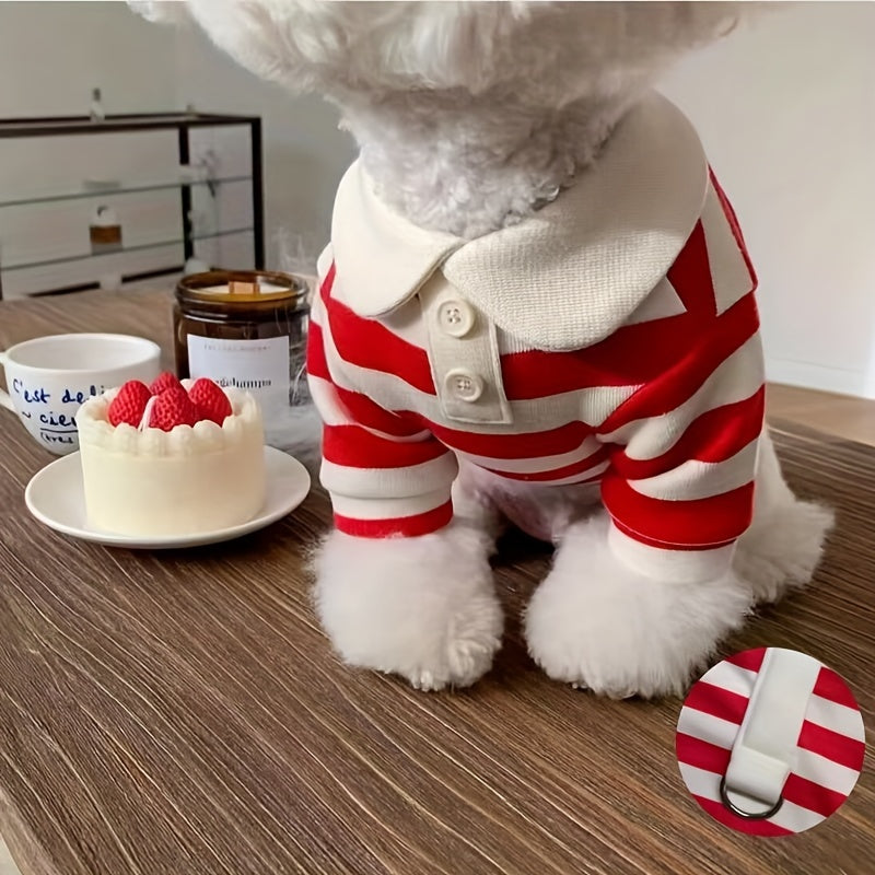 Dog Clothes Cute Shirt - Soft & Breathable Collared T-Shirt Summer Fall Outfits For Small Medium Dogs Cat - Great For Doggy And Kitten, Dog Leash On The Back