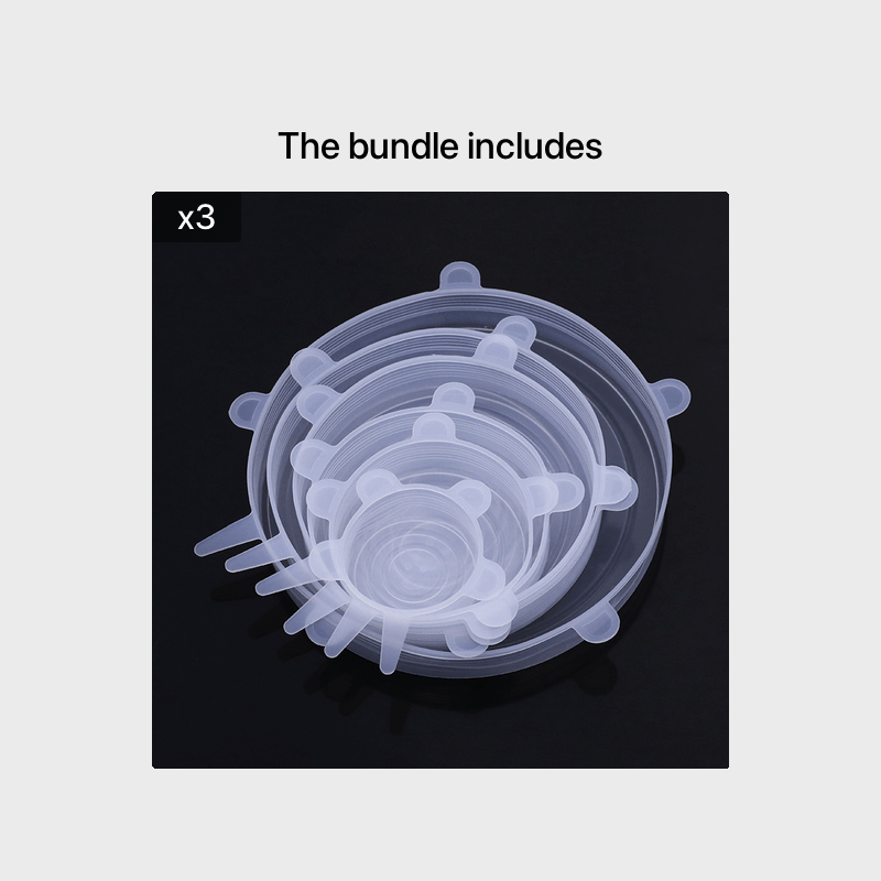 6 Silicone Stretch Lids, Reusable Durable Food Storage Covers for Bowls, Fits Most Containers in 6 Different Sizes, Dishwasher and Refrigerator Safe