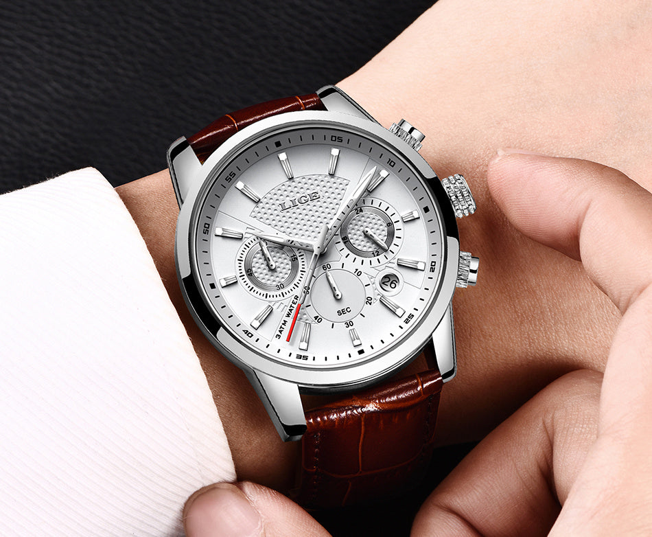 Watches Mens 2022 LIGE Top Brand Luxury Casual Leather Quartz Men's Watch Business Clock Male Sport Date Chronograph