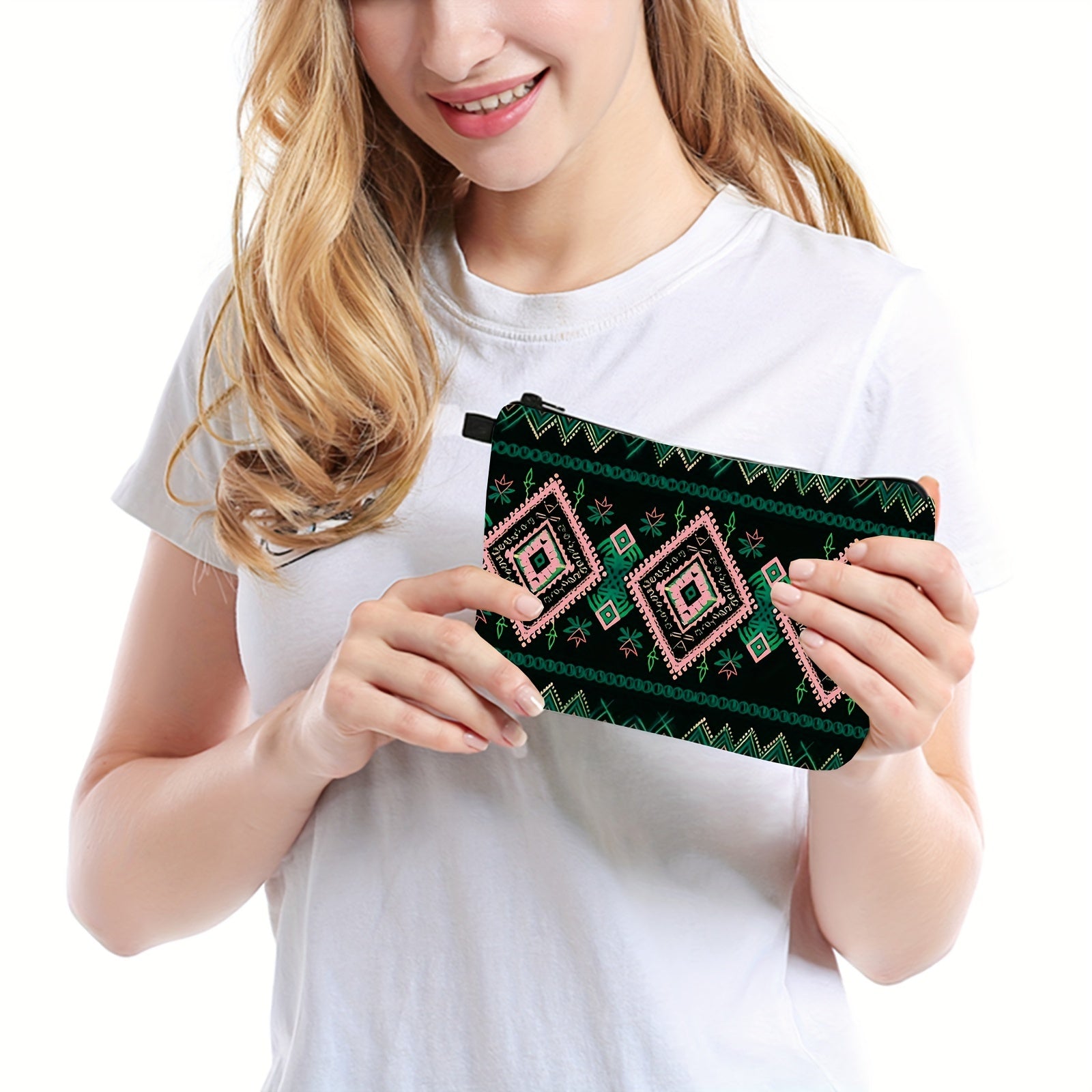 1 Piece Makeup Bag For Women, Aztec Travel Toiletry Pouch With Zipper Travel Packing Bag Small Cosmetic Bags Accessory Organizer For Women