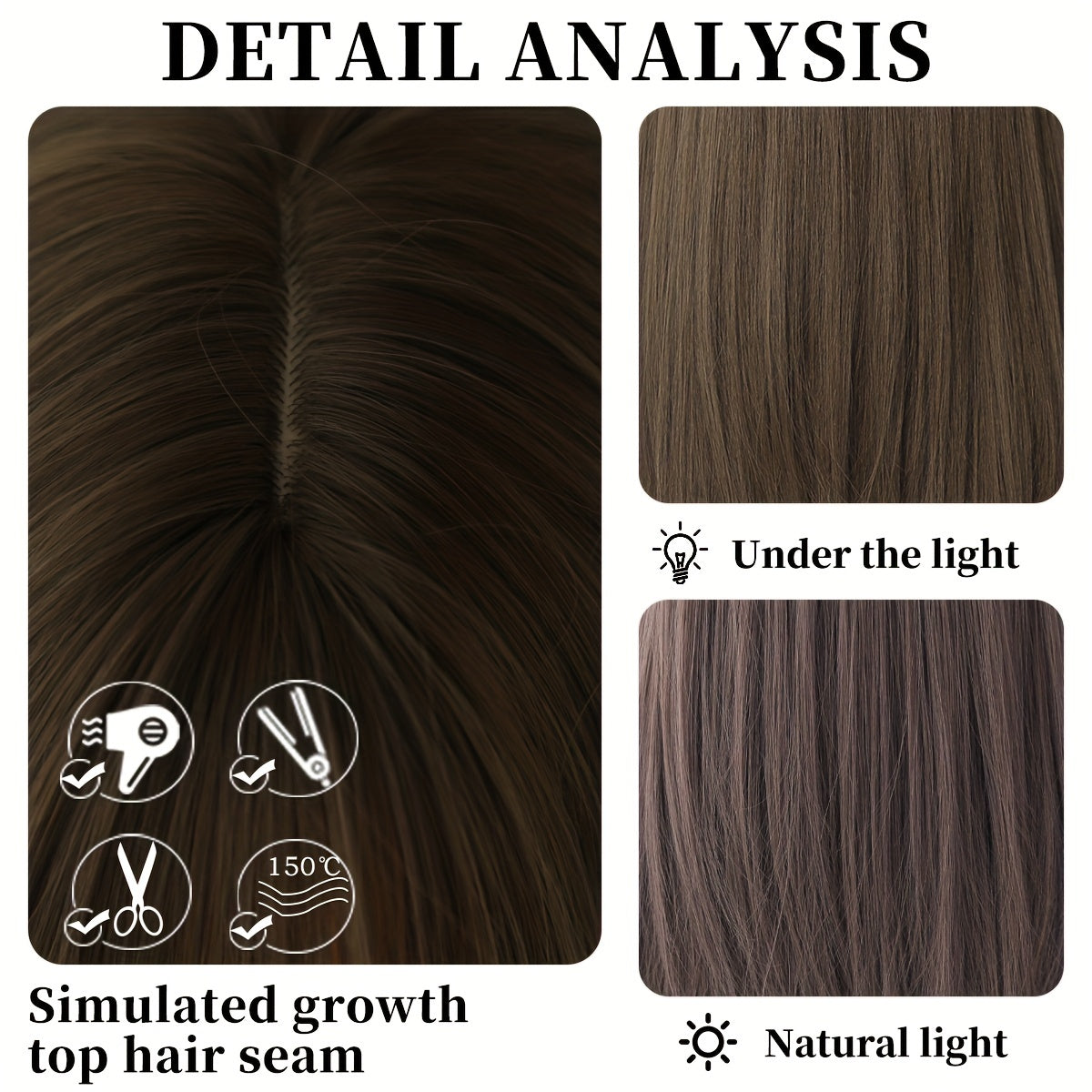 Long Straight Brown Wig For Women Daily Cosplay Use Natural Synthetic Layer Wigs With Bangs Heat Resistant High Quality