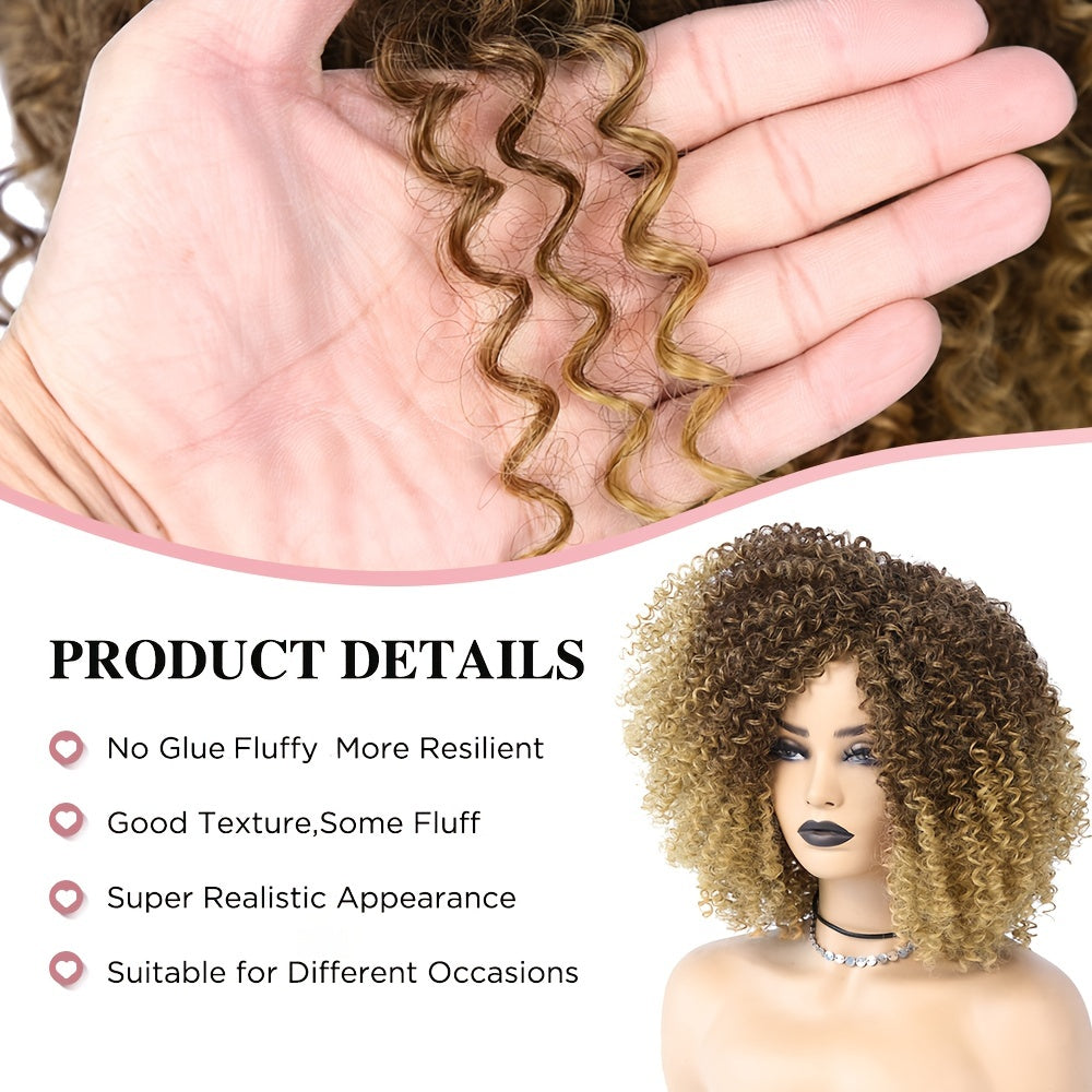 Afro Kinky Curly Wigs Short Afro Kinky Curly Wigs For Women Synthetic Heat Resistant Hair Replacement Wig For Cosplay Party Daily Use
