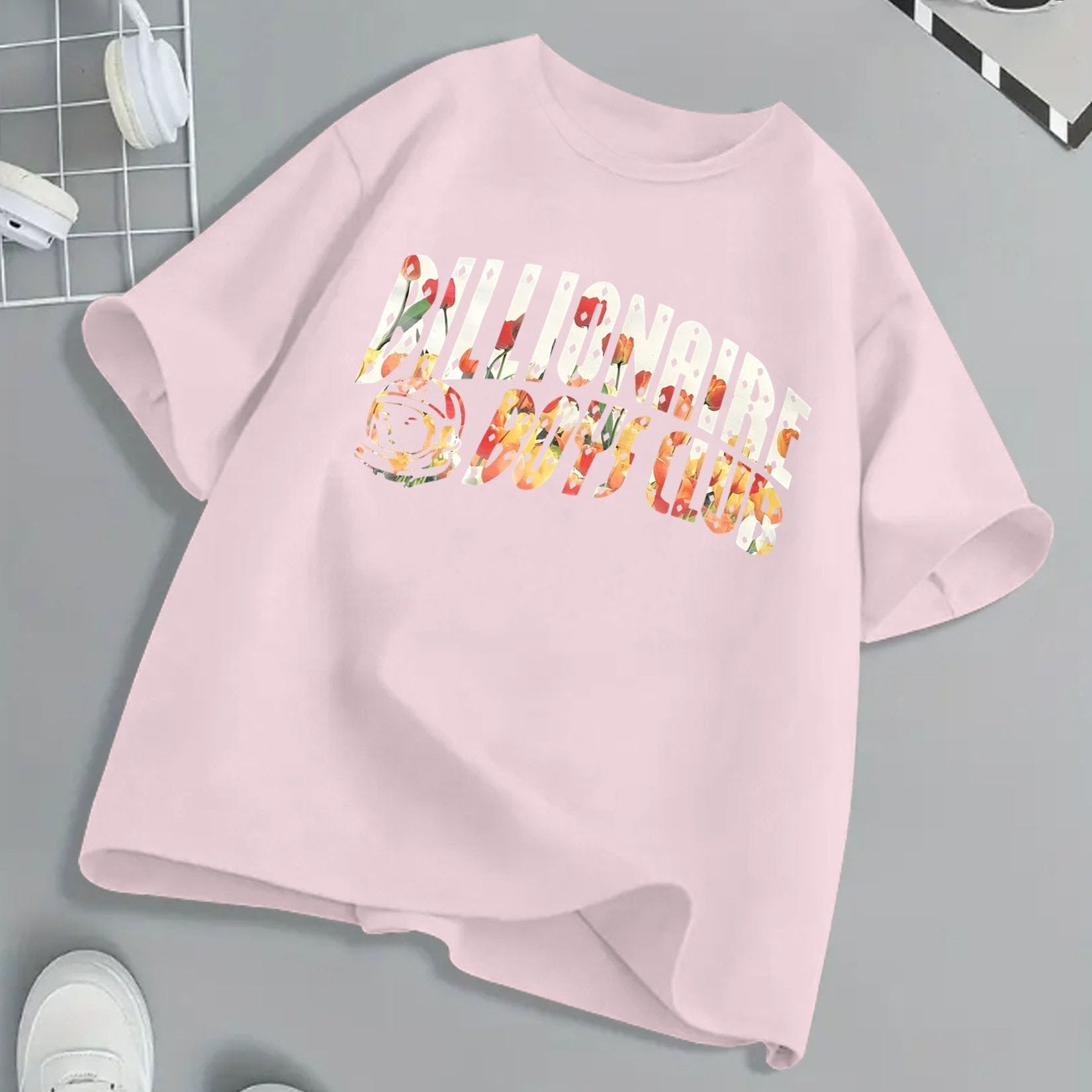 Billionaire Boys Club Floral Print T-Shirt - Bright Yellow, Kids' Summer Essential, 100% Cotton, Loose Fit, Casual Crew Neck, Short Sleeve, Machine Washable, Children's Playwear | Vibrant Kids Fashion | Breathable Fabric, Twe