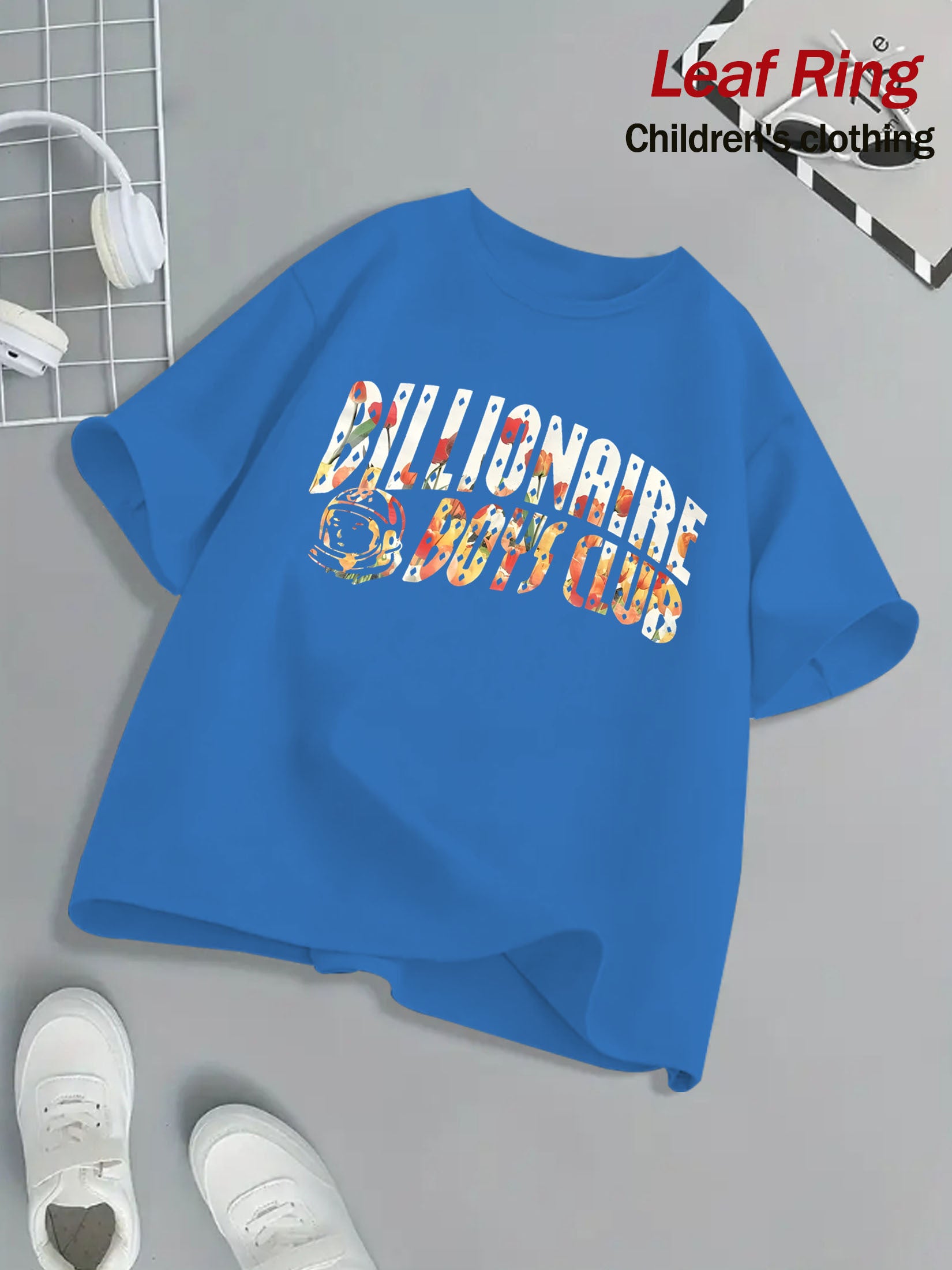 Billionaire Boys Club Floral Print T-Shirt - Bright Yellow, Kids' Summer Essential, 100% Cotton, Loose Fit, Casual Crew Neck, Short Sleeve, Machine Washable, Children's Playwear | Vibrant Kids Fashion | Breathable Fabric, Twe