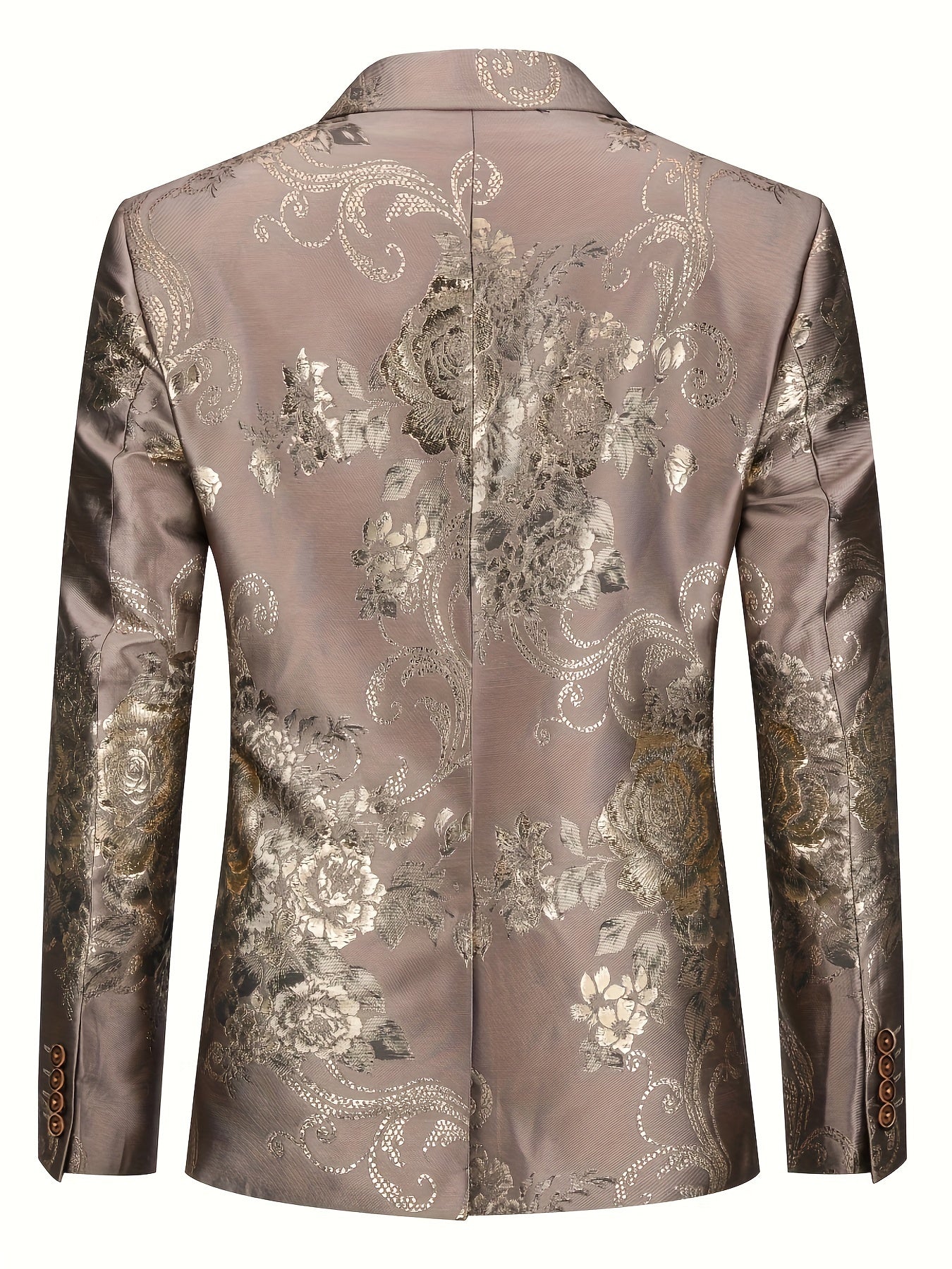 Mature Mens Elegant One Button Suit Jacket - Luxurious Jacquard Weave, Classic Design, Exuding Elegance, Perfect for Business Meetings and Banquet Occasions