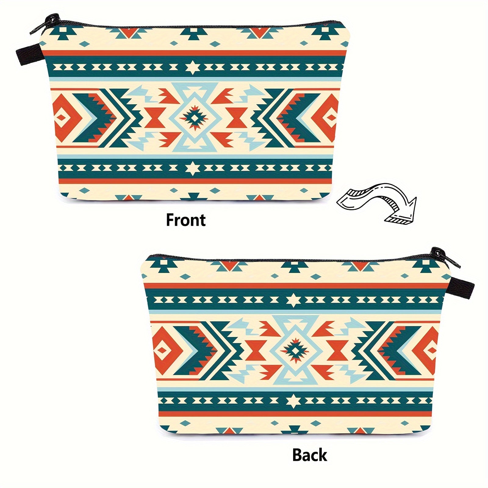 1 Piece Makeup Bag For Women, Aztec Travel Toiletry Pouch With Zipper Travel Packing Bag Small Cosmetic Bags Accessory Organizer For Women