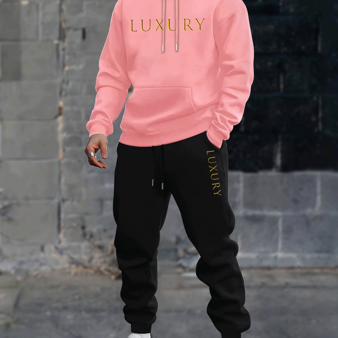 2pcs Luxury Men's Long Sleeves Hoodie & Sweatpants Co-ord Set, Casual Comfy Style for Spring Autumn Winter Outfits Clothing