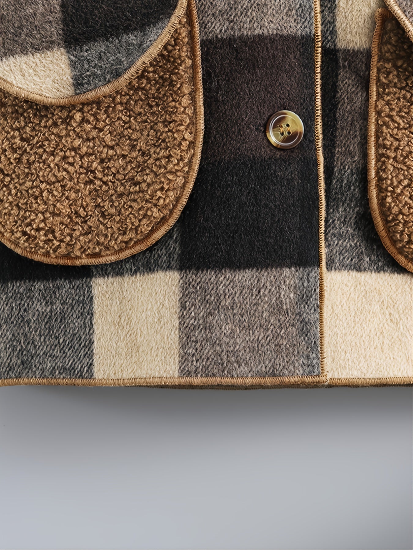 [Cozy Boys' Plaid Jacket] Cozy & Durable Boys' Fleece-Lined Plaid Jacket | Button Front, Pockets & Hood - Long Sleeve Casual Winter Coat for Fall/Winter, Brown & Black Checkered Pattern, Outerwear