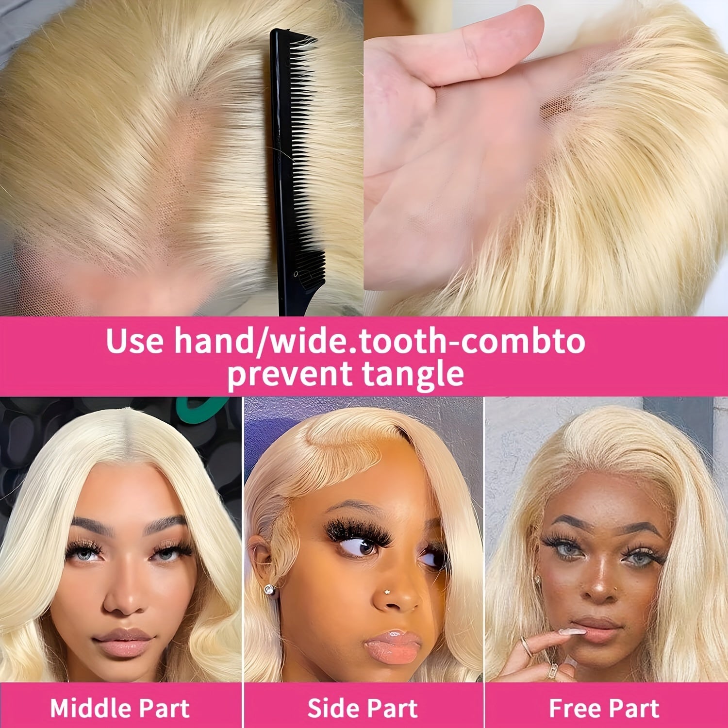 613 Lace Front Wigs Human Hair 180% Density 13x6 HD Transparent Lace Front Body Wave Wigs Human Hair Pre Plucked with Baby Hair Wigs 613 Blonde Lace Frontal Human Hair Wigs(16-36 inch, 613)