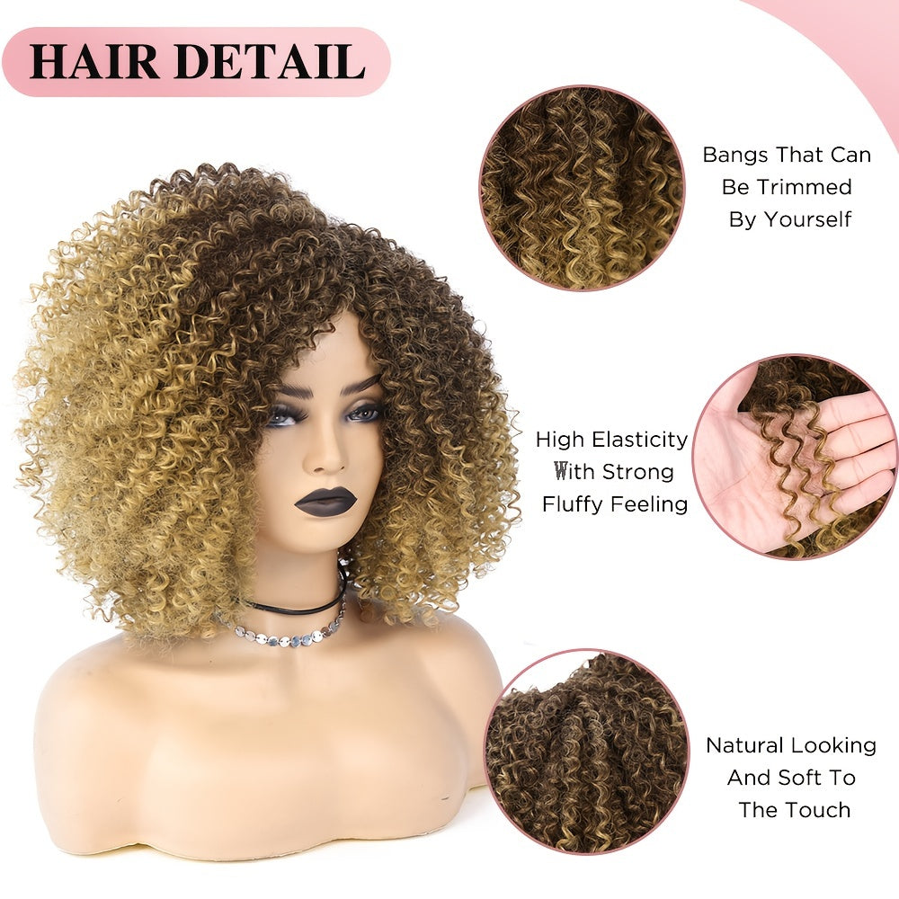 Afro Kinky Curly Wigs Short Afro Kinky Curly Wigs For Women Synthetic Heat Resistant Hair Replacement Wig For Cosplay Party Daily Use