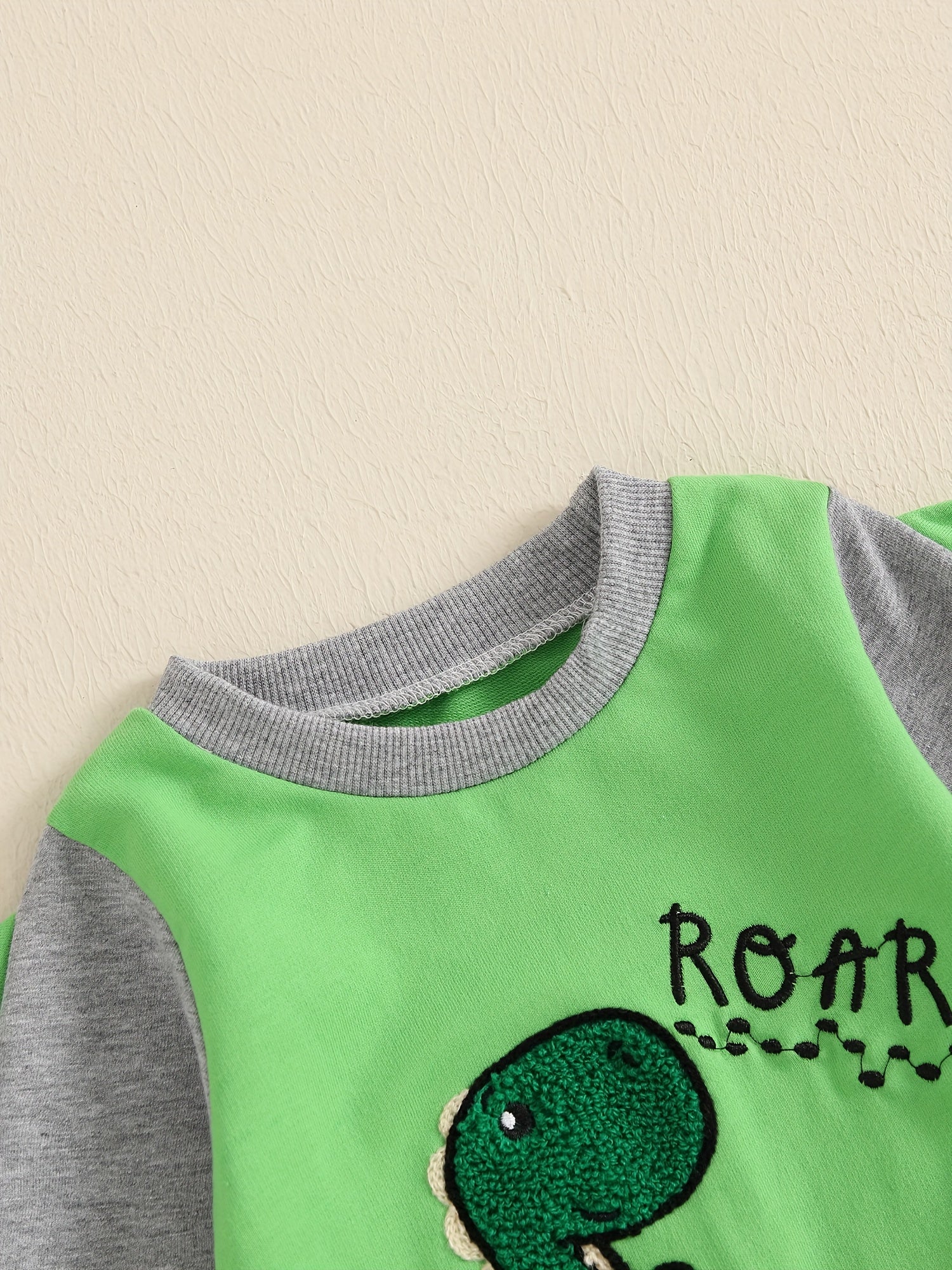 Toddler Boys Fall Outfits Dinosaur Letter Embroidery Long Sleeve Sweatshirts and Long Pants 2Pcs Clothes Set