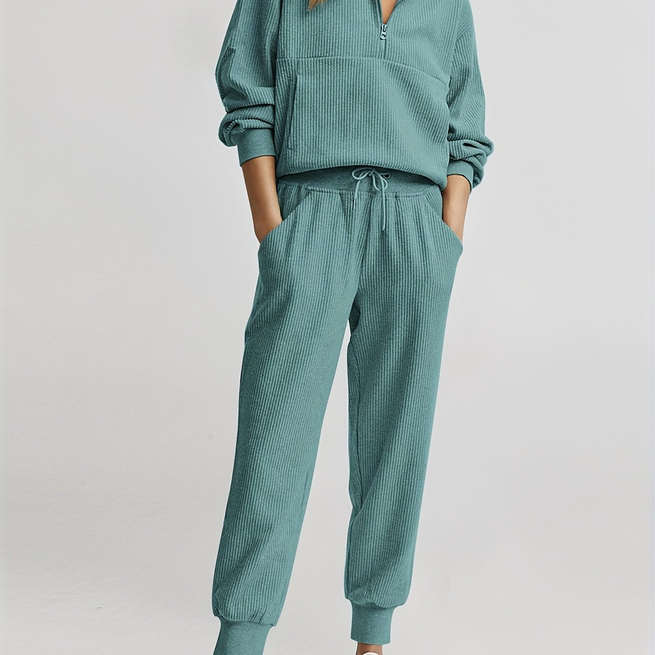 Womens 2 Piece Sweatsuits Set Long Sleeve Half Zip Pullover Sweatshirt Joggers Sweatpants Fall Outfits Tracksuit