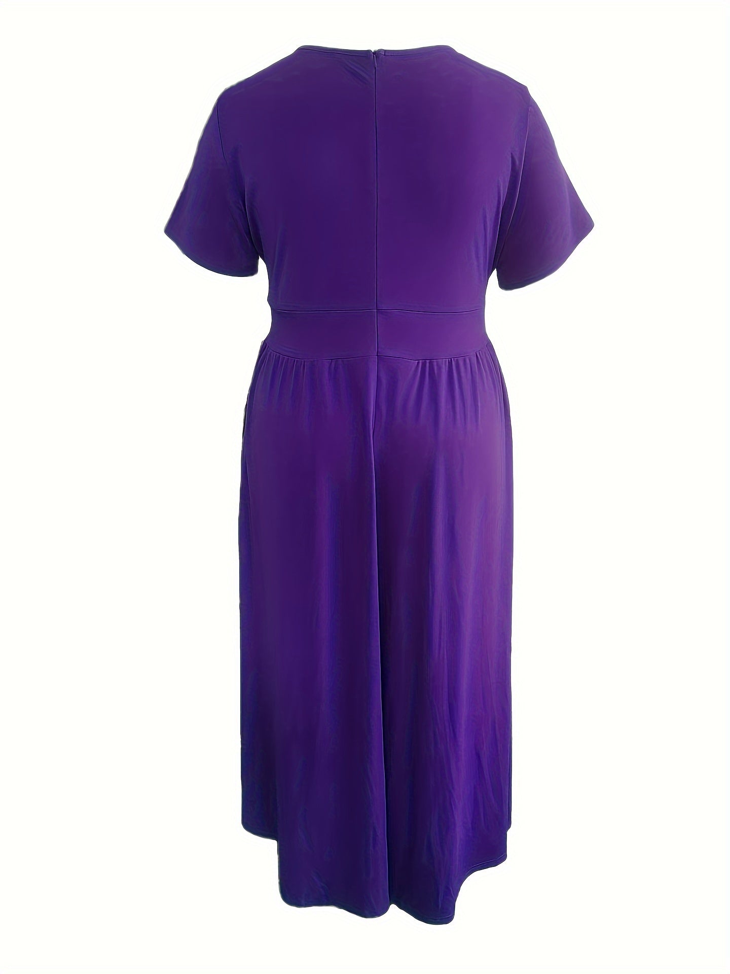 [Elegant Maxi Dress] Elegant Plus Size Solid Maxi Dress | Women's Medium Stretch Long Dress