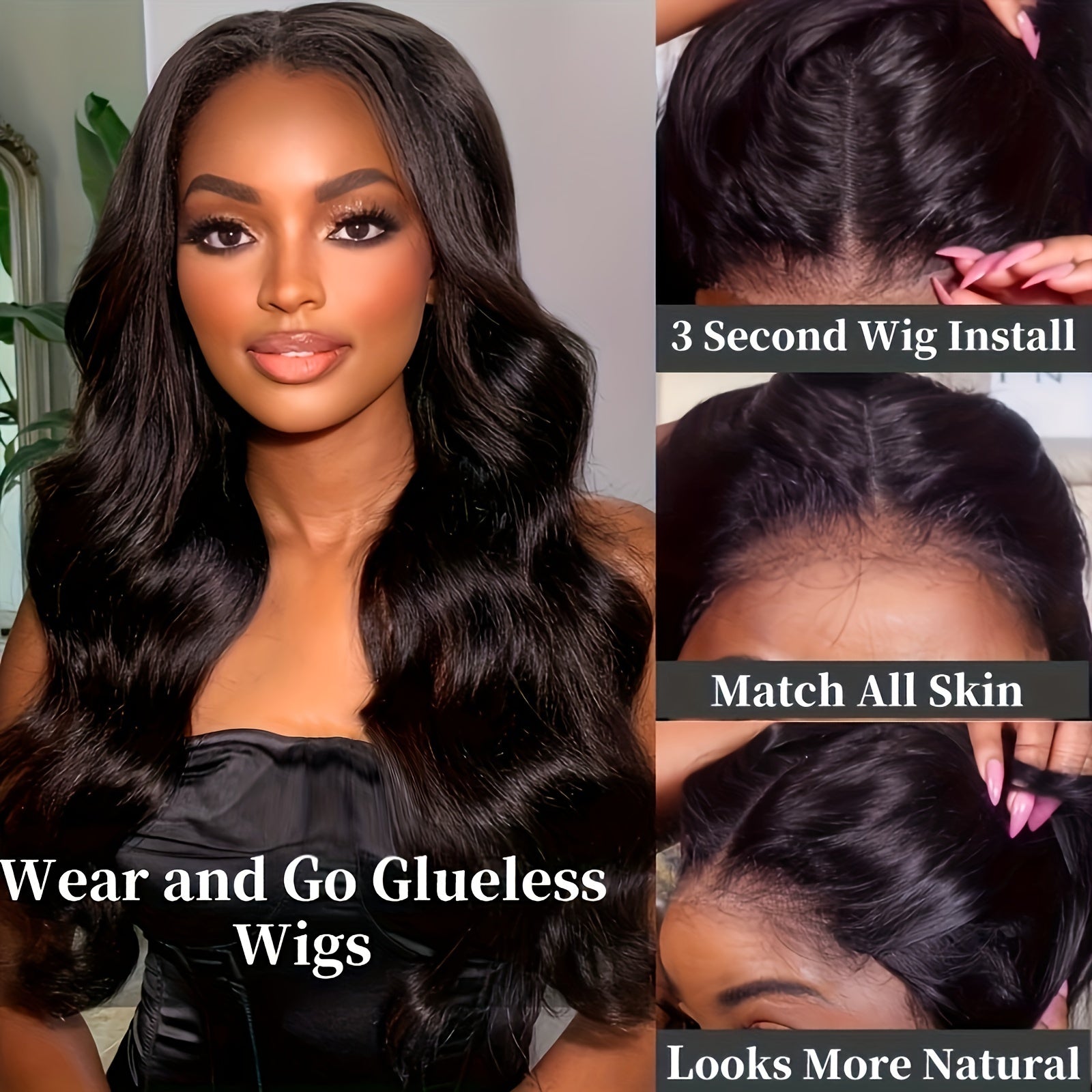 Glueless Wigs Human Hair Body Wave 13x4 Lace Front Wigs No Glue Pre Cut Pre Plucked HD Lace Frontal Wigs For Beginners Brazilian Human Hair Wig Upgrade Glueless Wigs For Women 180% Density