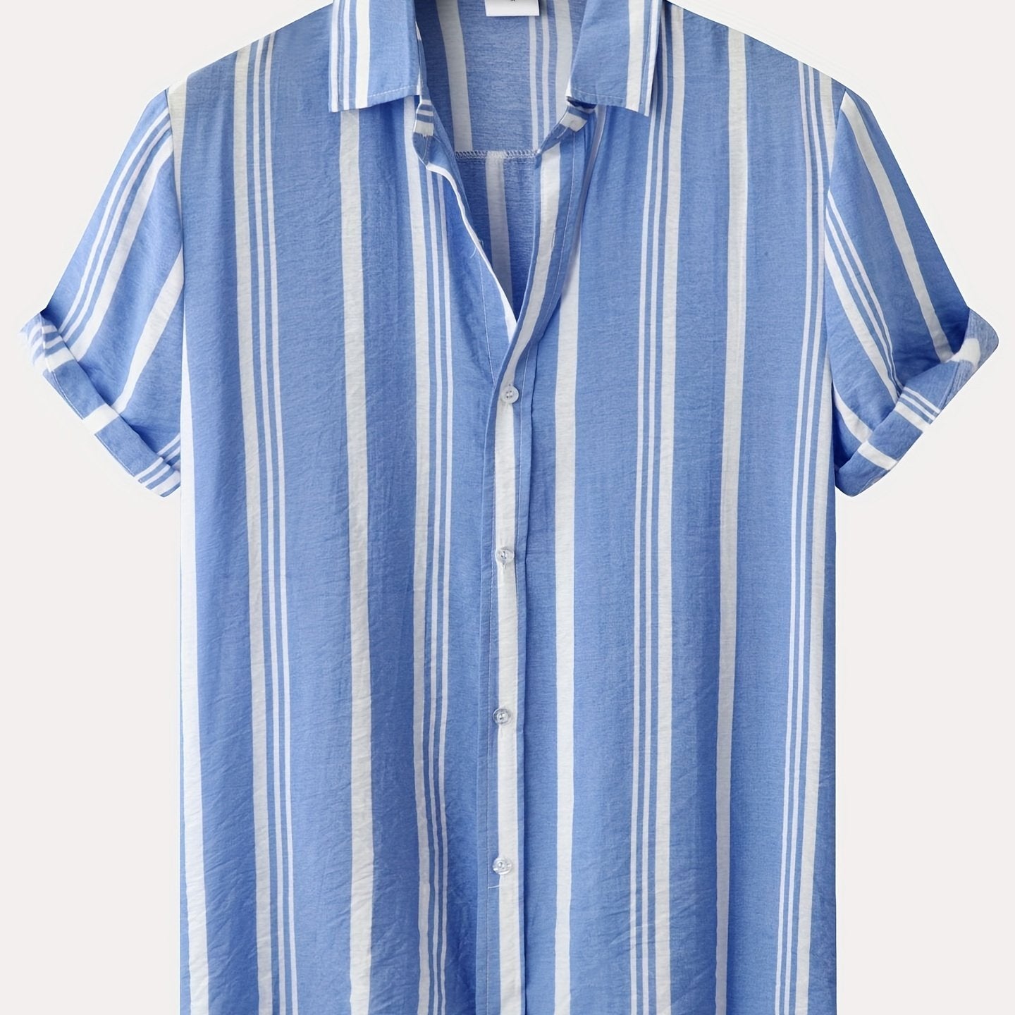 Lightweight Stripe Pattern Mens Casual Shirt - Short Sleeve Lapel Design - Perfect for Spring Summer Resort Wear - Stylish & Comfortable