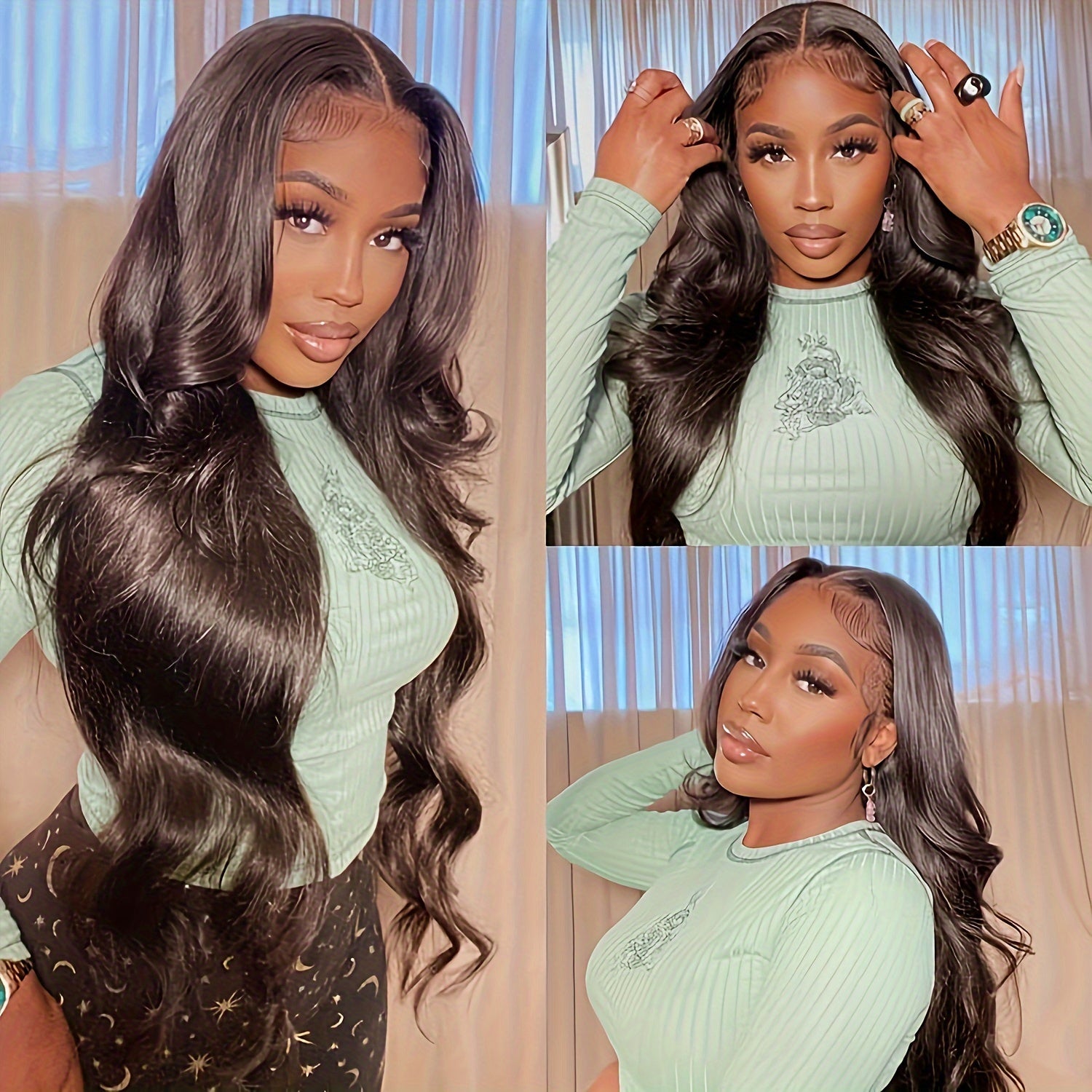 Glueless Wigs Human Hair Body Wave 13x4 Lace Front Wigs No Glue Pre Cut Pre Plucked HD Lace Frontal Wigs For Beginners Brazilian Human Hair Wig Upgrade Glueless Wigs For Women 180% Density