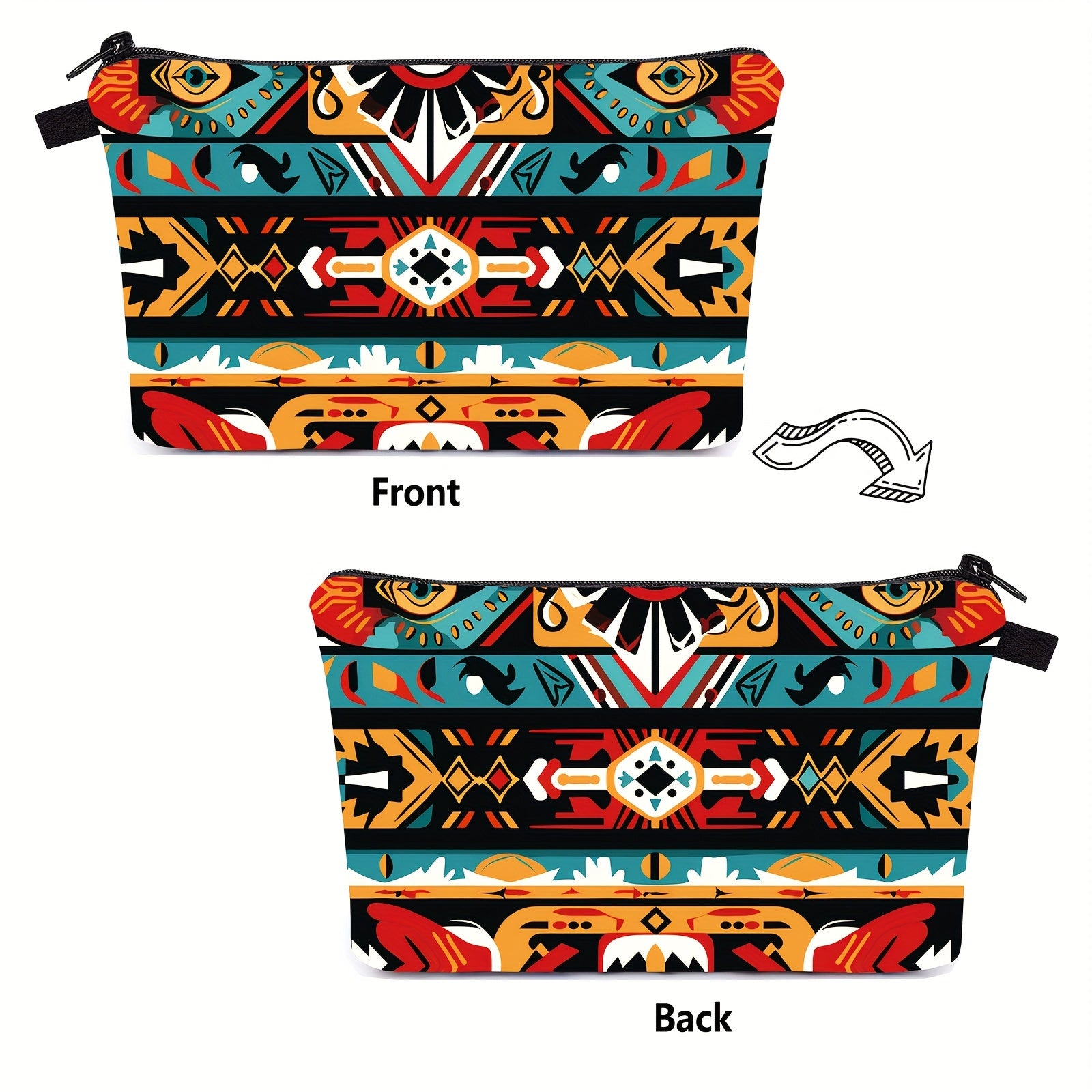 1 Piece Makeup Bag For Women, Aztec Travel Toiletry Pouch With Zipper Travel Packing Bag Small Cosmetic Bags Accessory Organizer For Women