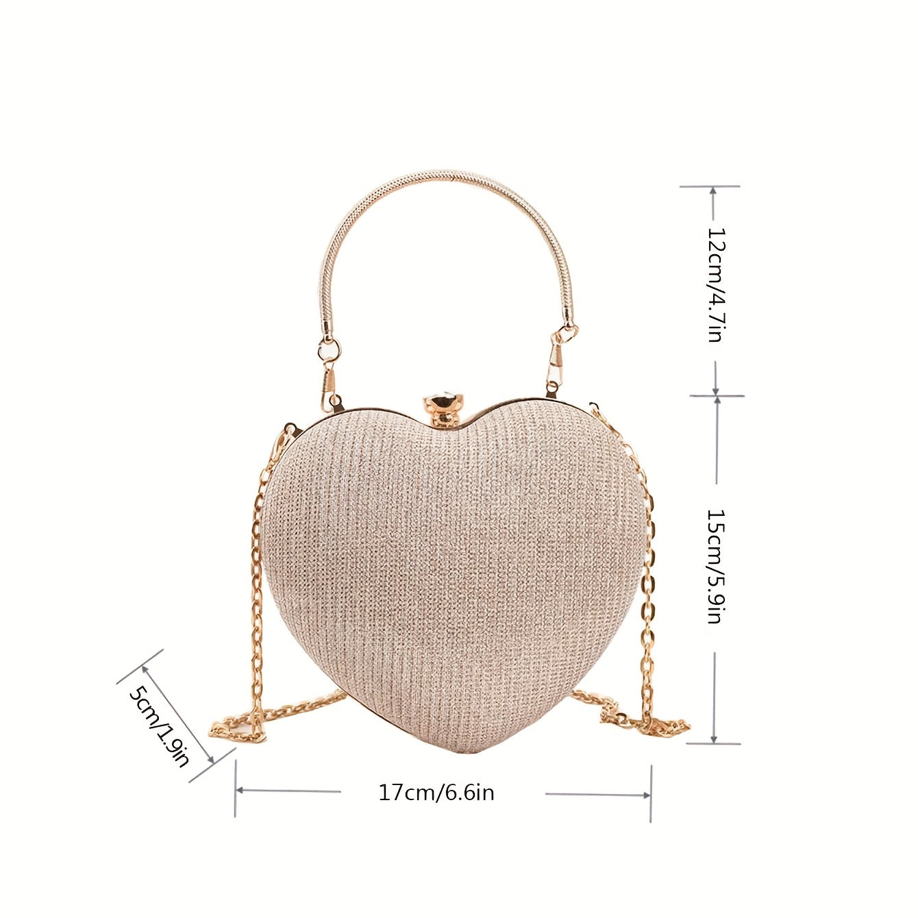 Mini Heart-Shaped Box Handbag - Evening Bags with Glitter Chain Crossbody Strap, Sparkly Clasp and Box-Shaped Design for Wedding, Party, Carnaval and Formal Occasions