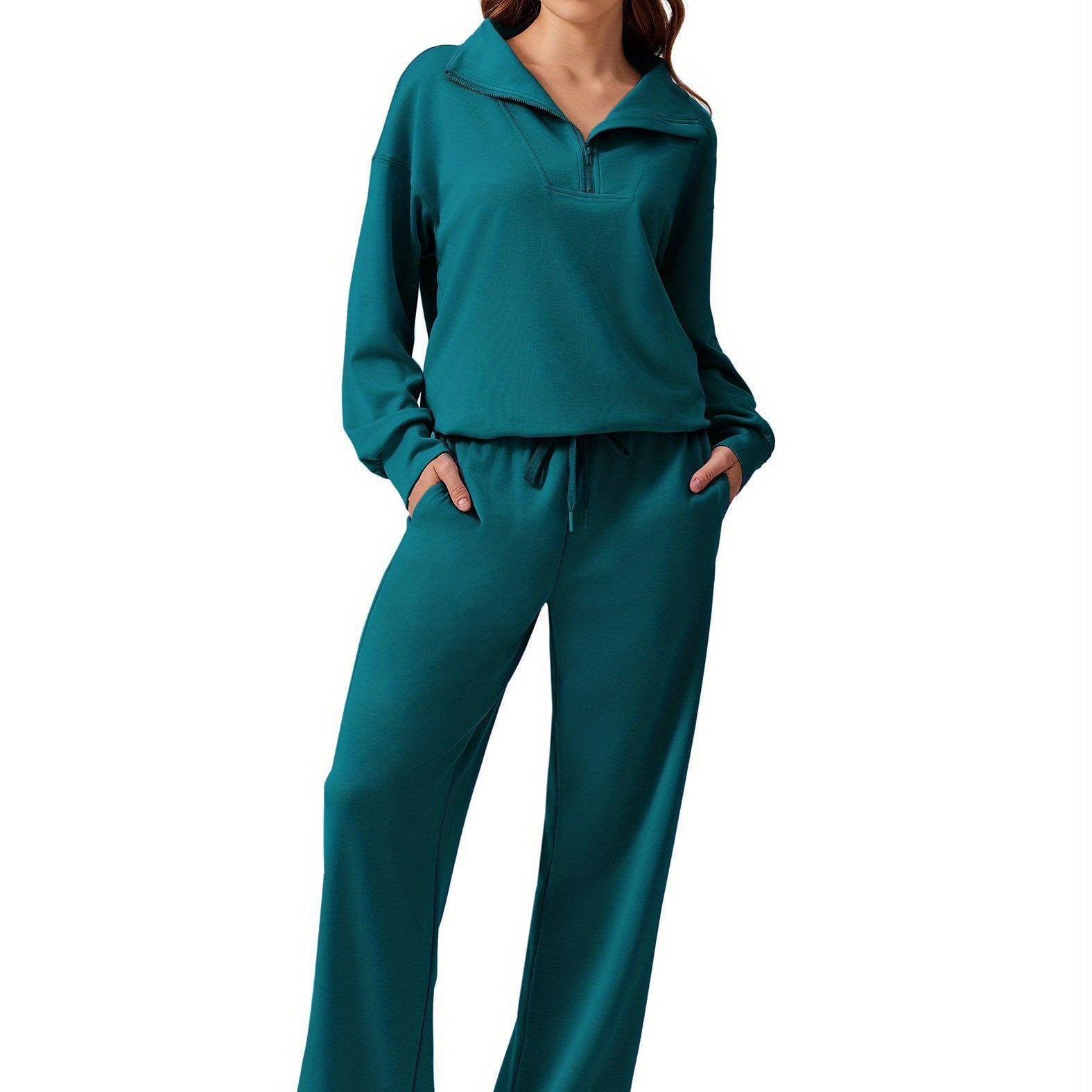 ELESOL 2pcs Sets for Women 2024 Fall Outfits Sweatsuit Oversized Sweatshirt Wide Leg Sweatpants Matching Set Tracksuit