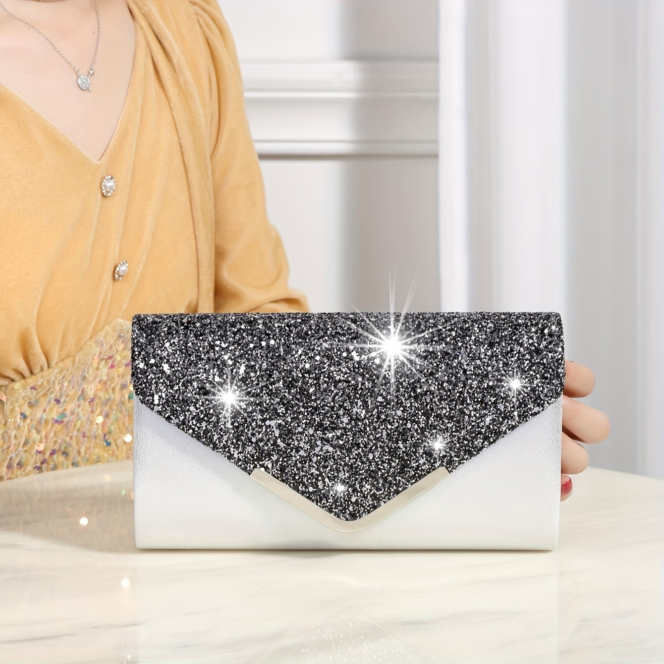 Shining And Charming Ladies' Evening Dress Bag, Fashionable And Elegant Luxury Hand-held Bag And Envelope Bag, Gorgeous Evening Bags For Women's Birthday Parties, Weddings, Dances, And Banquets