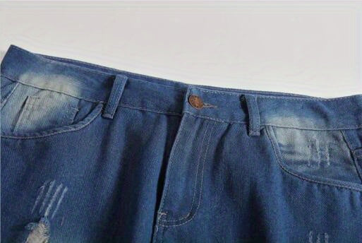 Ripped Avenue Mens Distressed Denim Shorts - Casual Street Style, All-Season Match, Summer Coolness, Comfortable Fit, Trendy Design