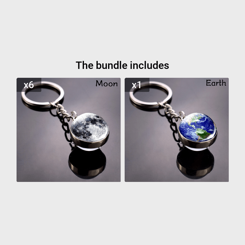 Solar System Planets Keychain - Metal Moon Phase Charm with 8 Planet Designs, Celestial-Themed Gift for Anniversaries, Keys, Wallets & Bags, Celestial Keychain | Metallic Finish | Metal Construction