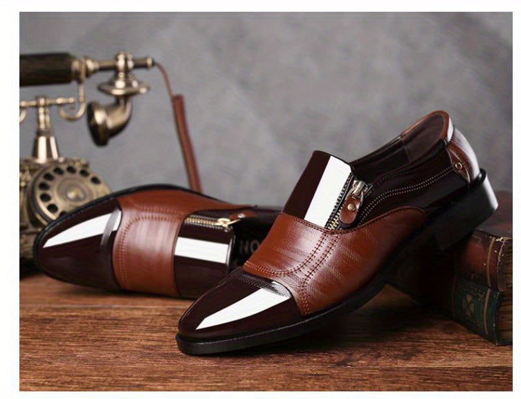 Mens Fashion Zipper Slip-On Shoes - Durable, Anti-Slip & Stylish - Perfect for Business & Casual Wear - Comfortable, Sophisticated Design
