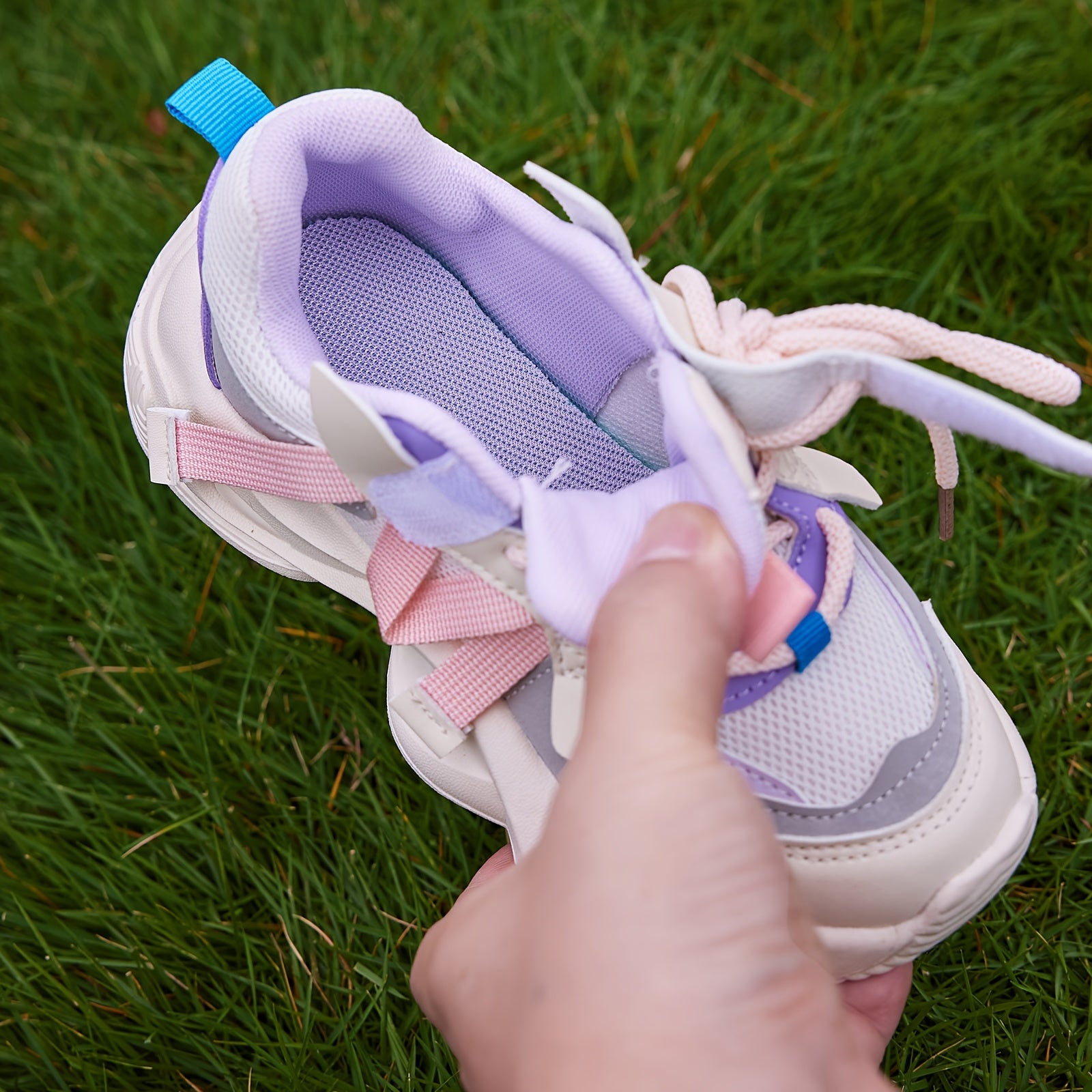 Kids' Fashion Sneakers, Breathable Lightweight Non-Slip Athletic Running Shoes, Solid Color & Stripes, Low Top Fabric Upper with PU Inner, Rubber Sole, with Adjustable Strap Closure, for Boys & Girls, All-Season Round Toe Spo