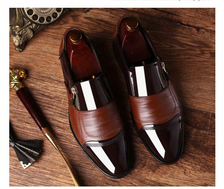 Mens Fashion Zipper Slip-On Shoes - Durable, Anti-Slip & Stylish - Perfect for Business & Casual Wear - Comfortable, Sophisticated Design