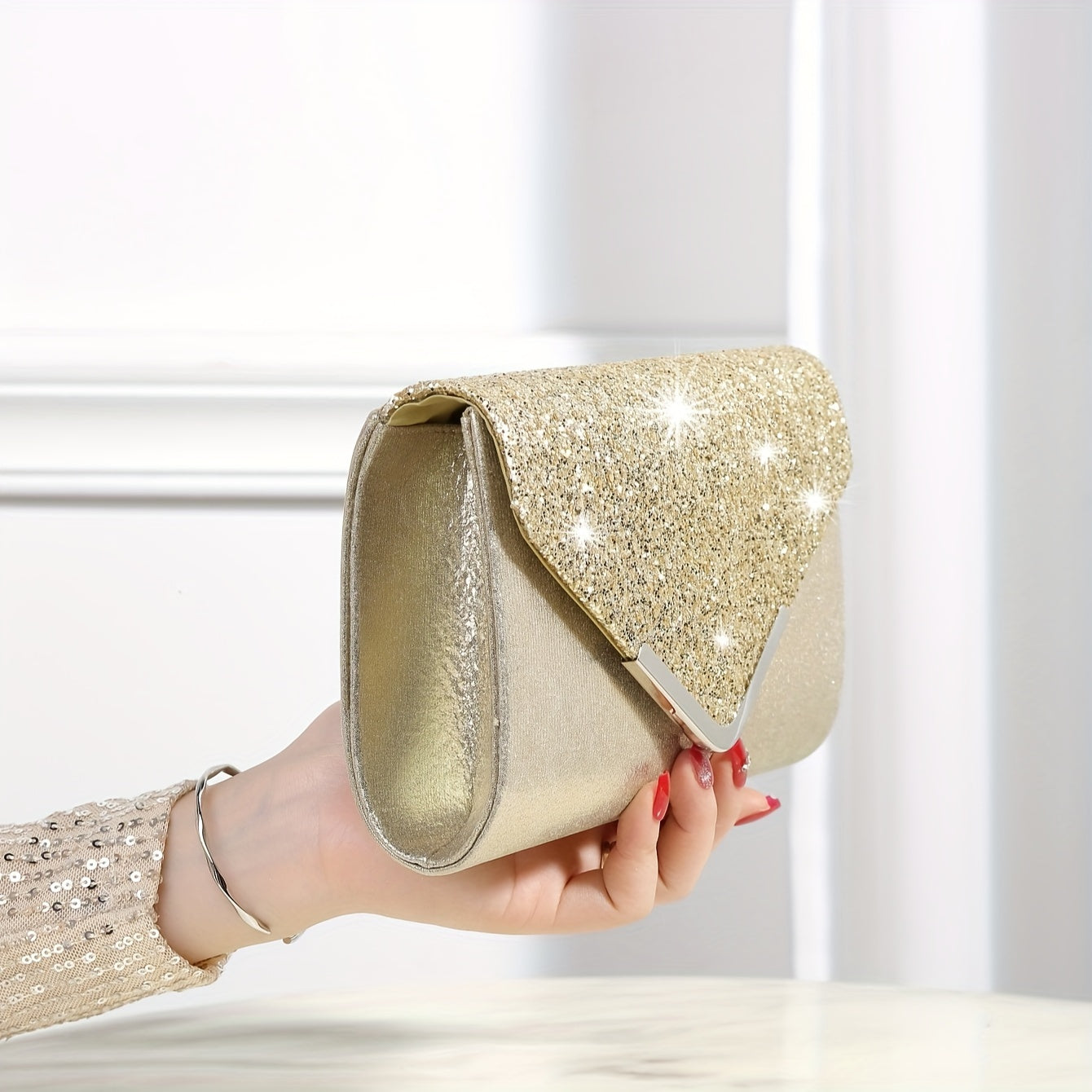 Shining And Charming Ladies' Evening Dress Bag, Fashionable And Elegant Luxury Hand-held Bag And Envelope Bag, Gorgeous Evening Bags For Women's Birthday Parties, Weddings, Dances, And Banquets