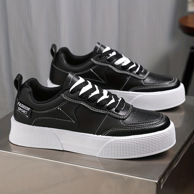 Mens Minimalist Skate Shoes - Lightweight & Fashionable Platform Sneakers - Breathable, Non-Slip, and Durable - Ideal for Casual Wear and Skating - Designed for Style and Performance