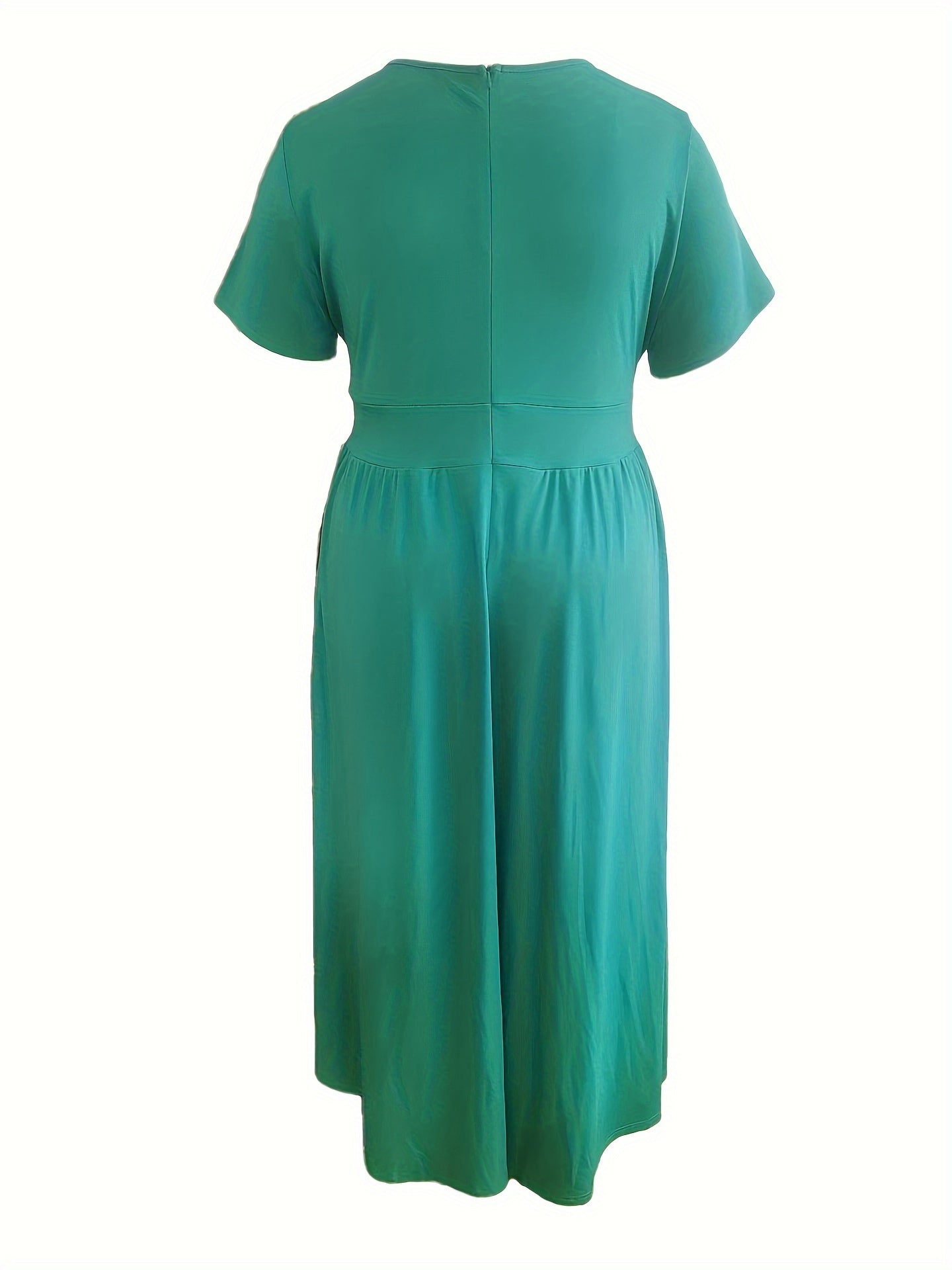 [Elegant Maxi Dress] Elegant Plus Size Solid Maxi Dress | Women's Medium Stretch Long Dress