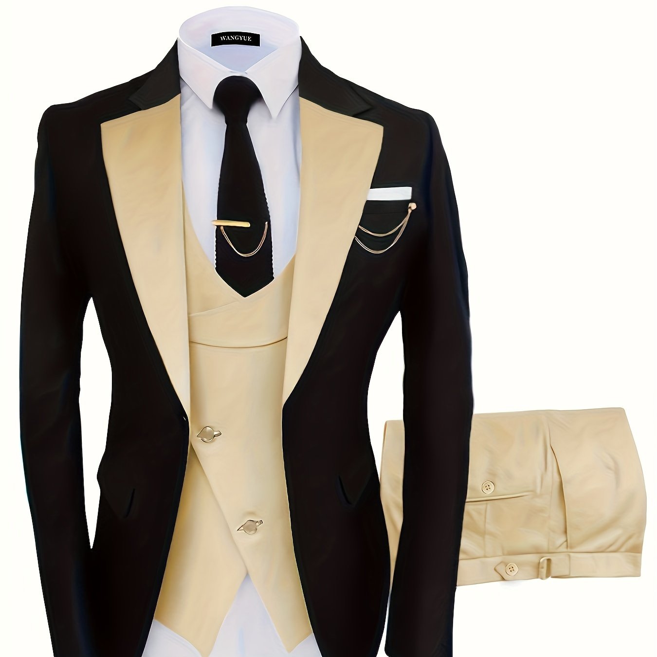 Premium Mens 3-Piece Suit Set - Stylish One-Button Jacket, Elegant Vest & Pants - Perfect for Business Dinners & Wedding Parties - Classic Fit, Comfortable, and Versatile